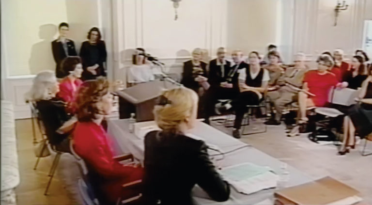 Comstock emerged during the 1990s partisan wars. Here, at a forum on the Bill Clinton investigation. Photograph courtesy of C-SPAN.