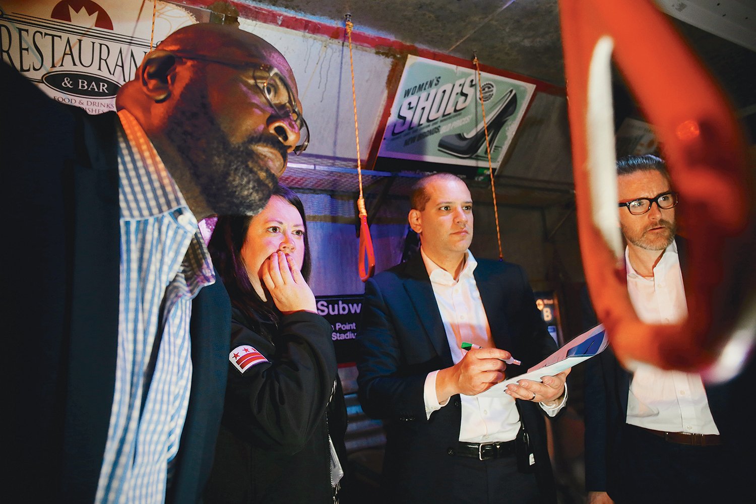 HSEMA’s Tim Spriggs, Nicole Peckumn, Chris Rodriguez, and Chris White. Photograph of Escape Room by Evy Mages.