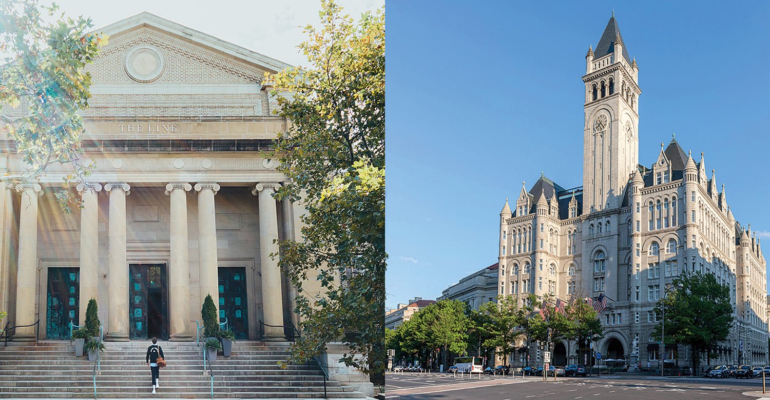 Photograph of The Line (left) by James C. Jackson. Photograph of Trump hotel (right) by Brian Irwin/Alamy.