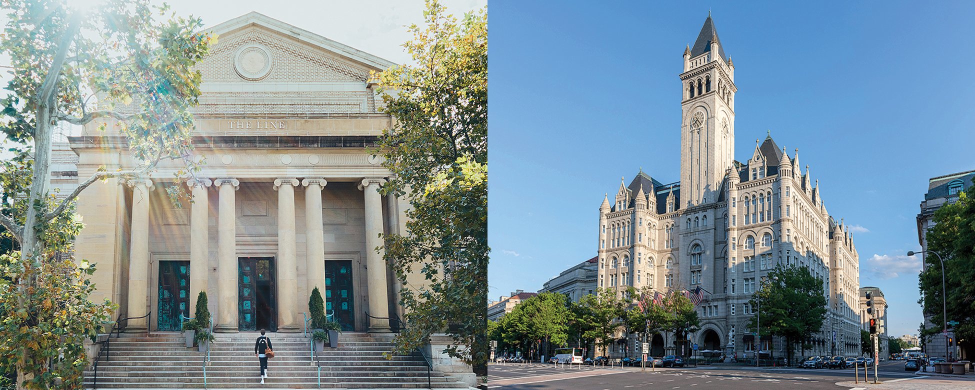 Photograph of The Line (left) by James C. Jackson. Photograph of Trump hotel (right) by Brian Irwin/Alamy.