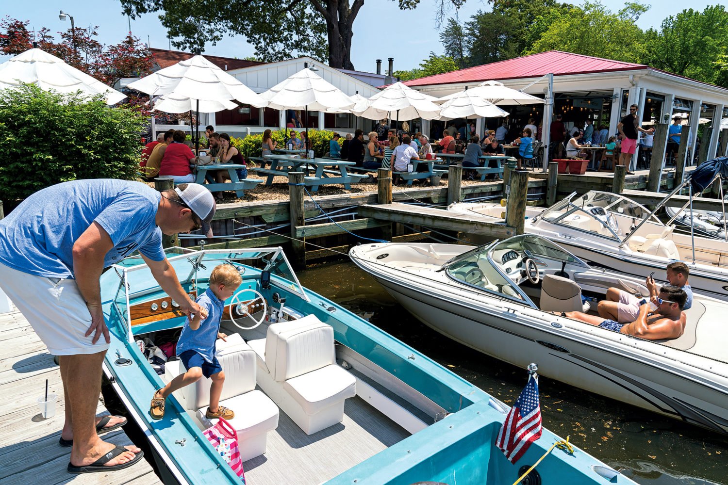 At the Point, a crabhouse in Arnold, you can pull right up to the dock.