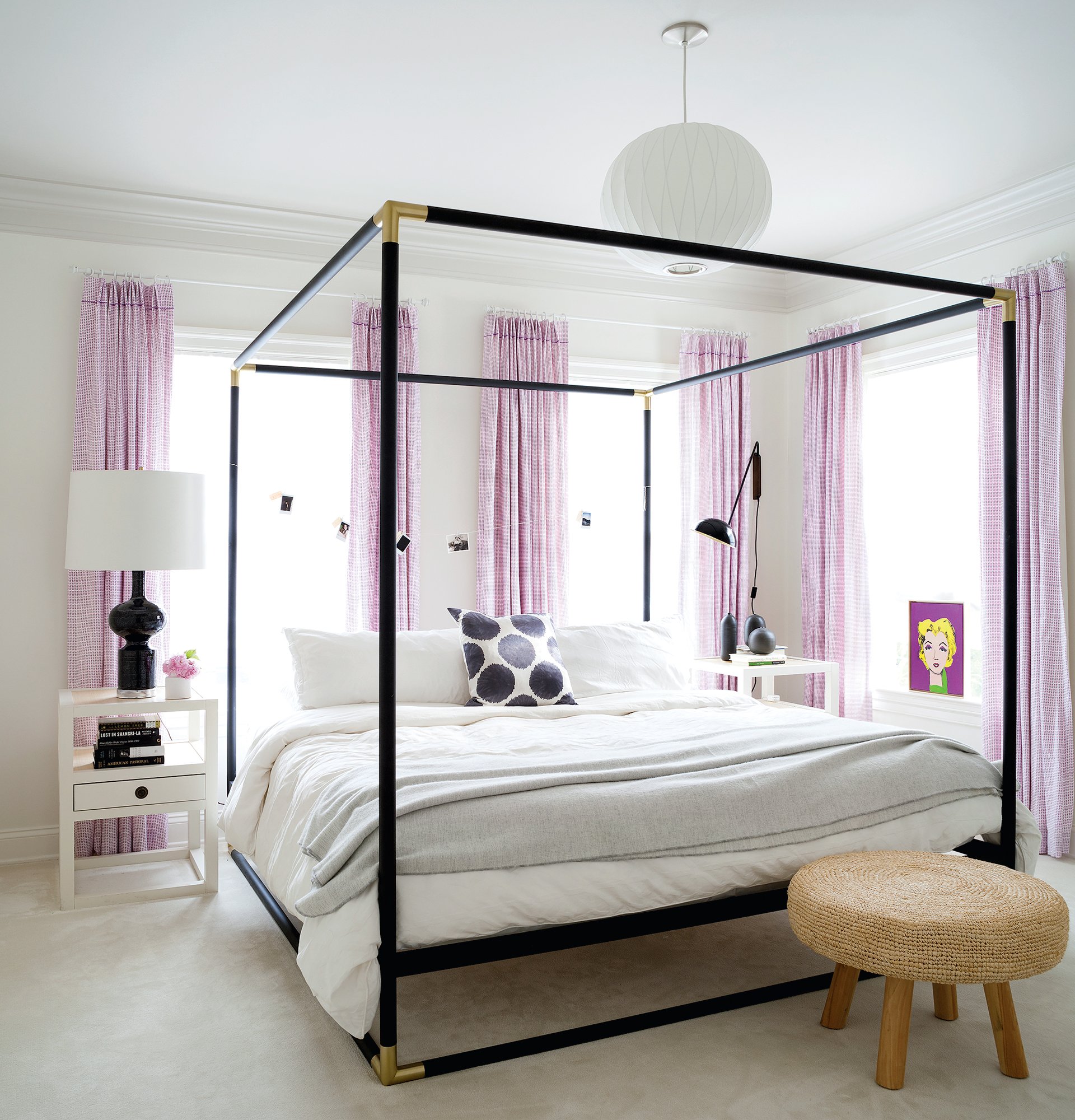 KR6 - Washingtonian The purple-patterned drapes started out as bedsheets by John Robshaw. Photograph by Stacy Zarin Goldberg.