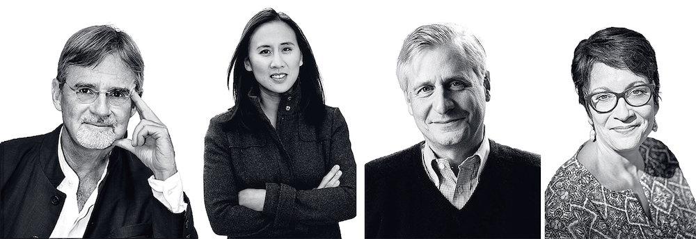 Left to right: Kai Bird; Celeste Ng; Jon Meacham; and Meg Medina. Photograph of Bird by Stephen Frietch. Photograph of Ng by Kevin Day Photography. Photograph of Meacham by Heidi Ross.Photograph of Medina by Penelope M. Carrington.