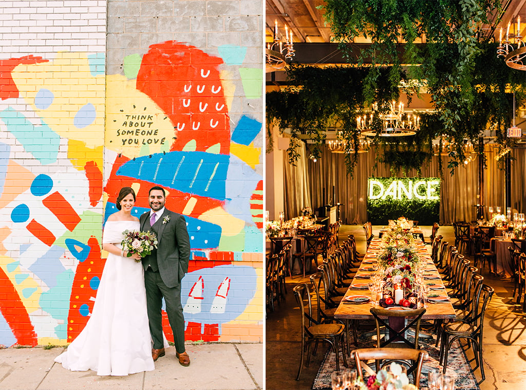 The Bride Walked Down an Aisle Lined with Colorful Persian Rugs in this One-of-a-Kind Union Market Wedding