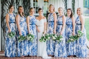 We Can’t Get Enough of the Toile-Printed Bridesmaids Dresses at this Rainy Day Wedding