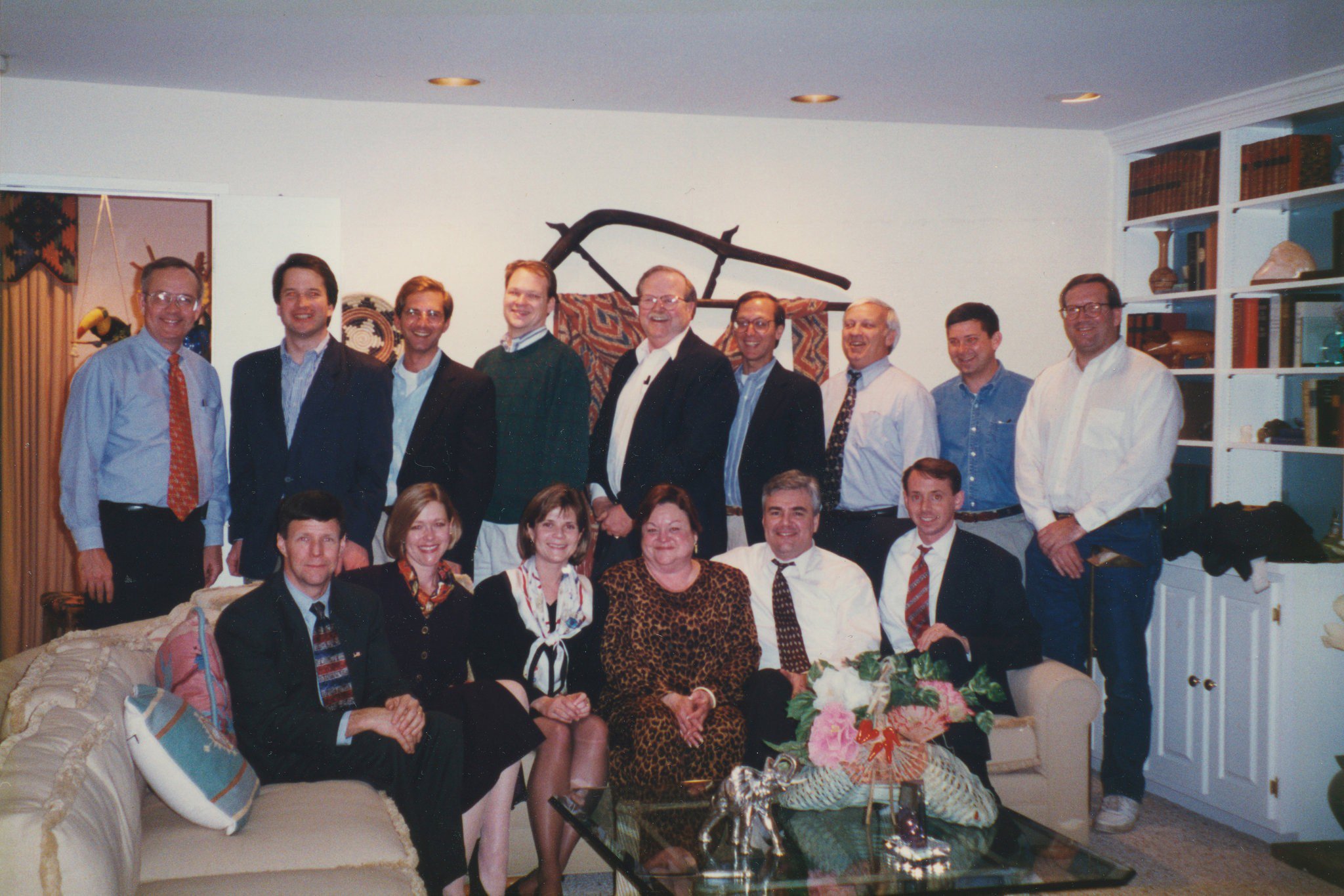 rosenstein3 - Washingtonian Standing: On the far left, Ken Starr standing next to Brett Kavanaugh. Sitting: On the far right, Rod Rosenstein. Photograph courtesy of the White House.