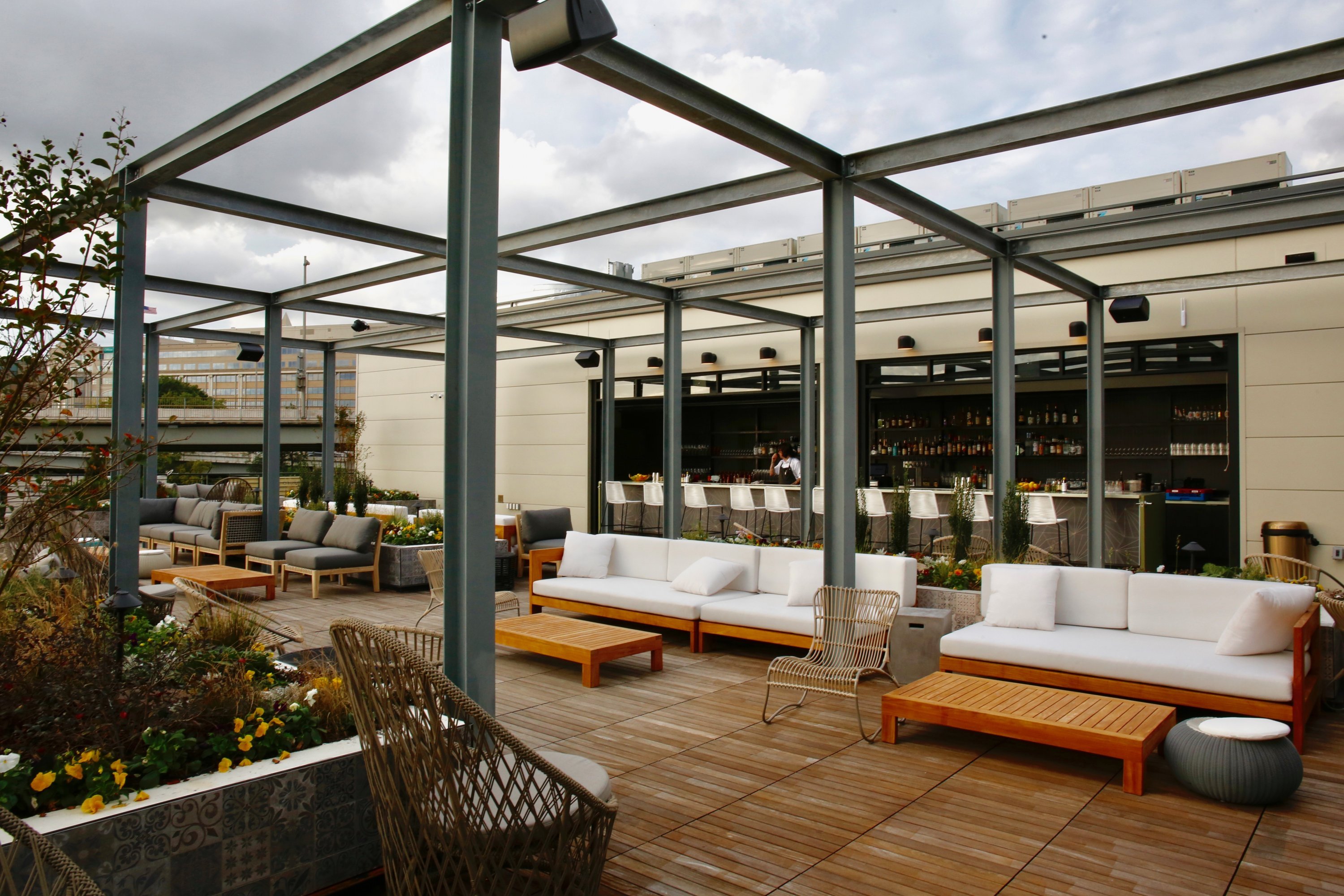 Officina the Wharf Italian market restaurant rooftop bar.