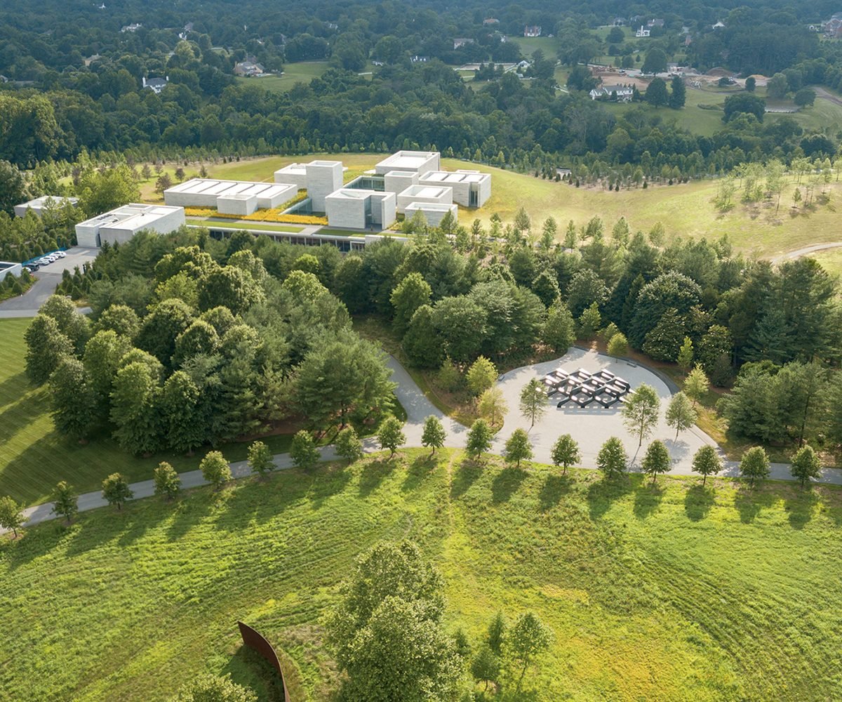 Surrounded by a lush landscape, Glenstone’s new building is mostly underground. Photograph by Iwan Baan.