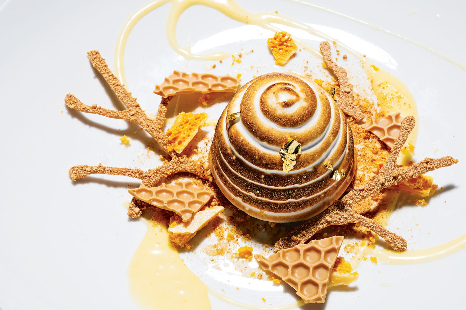 Mirabelle’s “beehive” with lemon curd and meringue. Photograph by Scott Suchman.