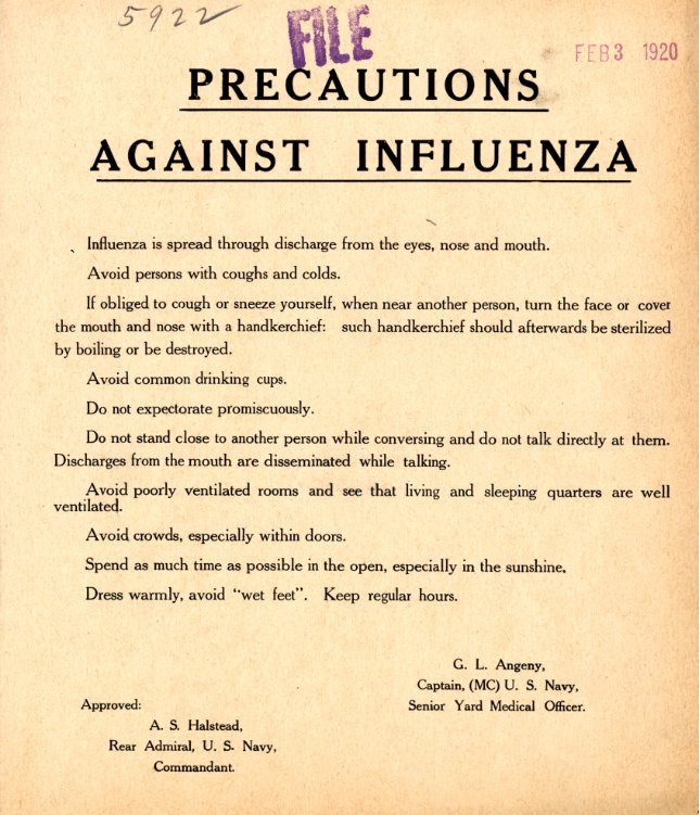 “Precautions against Influenza,” February 3, 1920. - Washingtonian