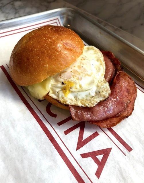 Breakfast sandwich at Officina. Photograph courtesy of Officina. 