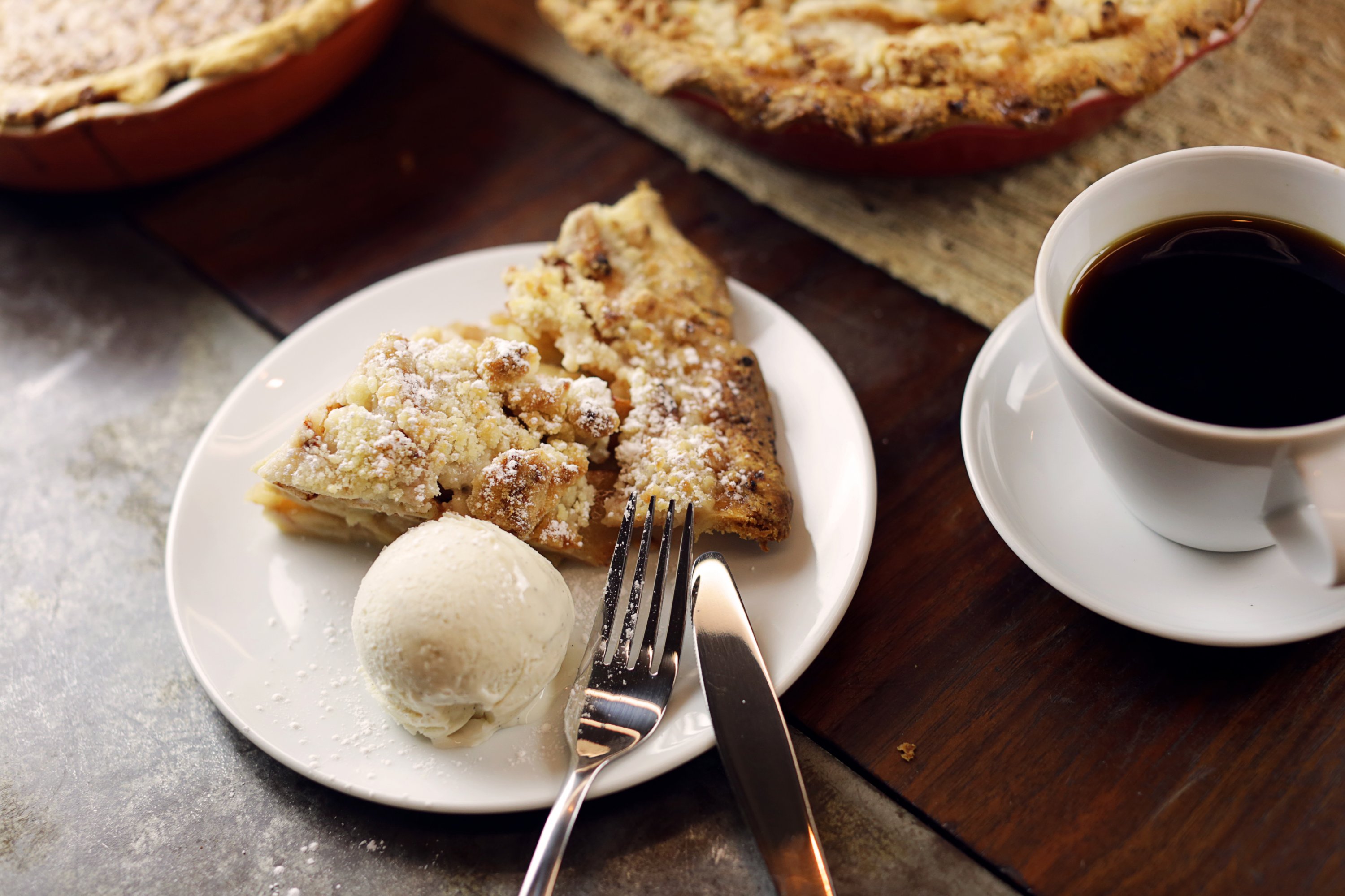 Apple pie for dessert. Photograph courtesy of Farmers Restaurant Group.