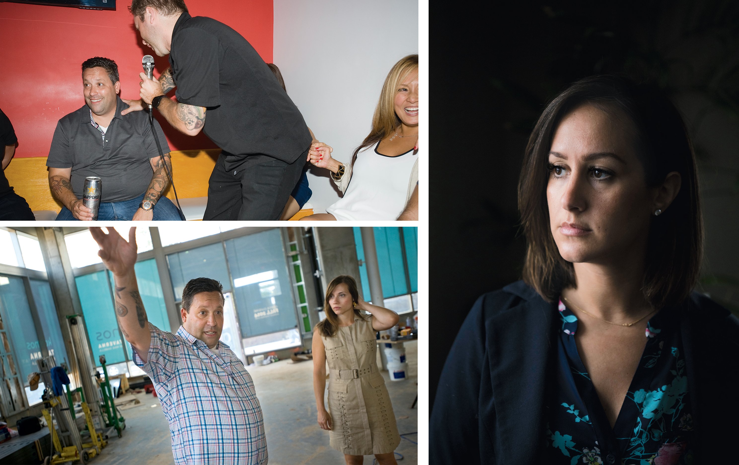 As he expanded his business, Mike Isabella was a regular drinker, and he partied with his employees and partners. Staffer Chloe Caras (right) sued him this year, accusing him of sexual harassment and describing how his drinking created a toxic work environment. Among those who split from him after the suit were his former PR representative, Jennifer Resick Williams (bottom left). Photograph of Caras by Carolyn Van Houten/Washington Post/Getty Images. Other photographs by Louie Palu/Zuma Press.