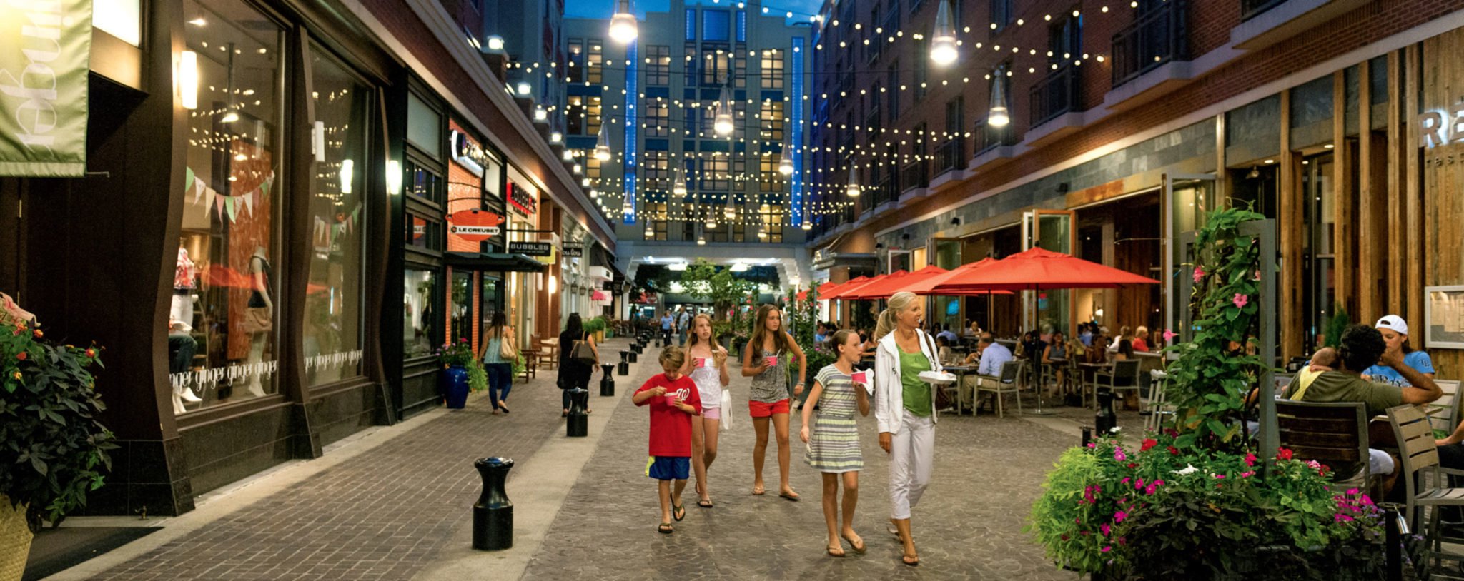 Bethesda Row is the downtown area's shopping and dining hub. Photograph by Andrew Propp.