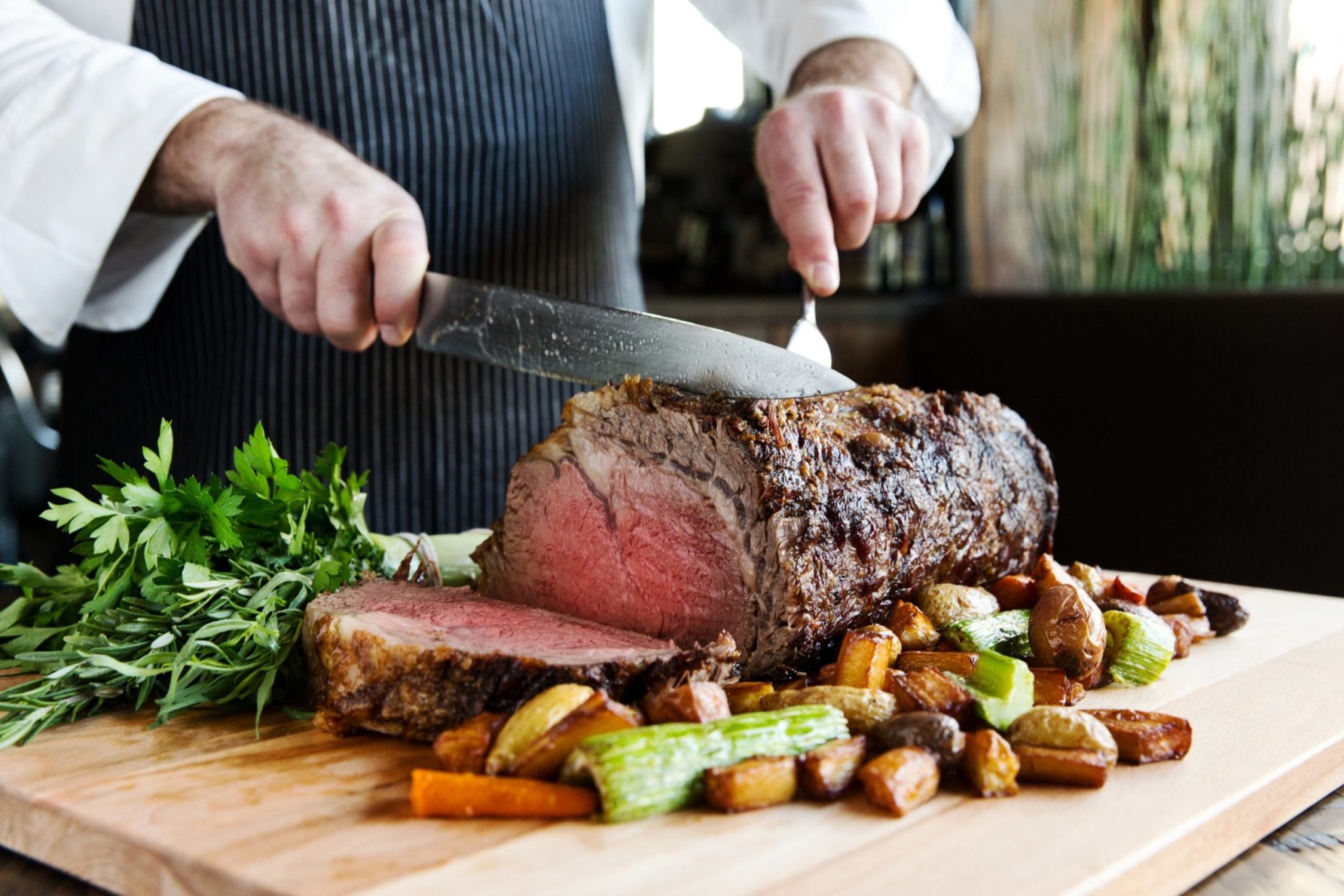 Carving prime rib at City Perch. Photograph courtesy of City Perch.
