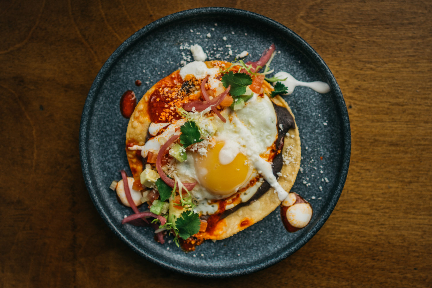 The breakfast tostada at Buena Vida. Photograph by Timothy Yantz.