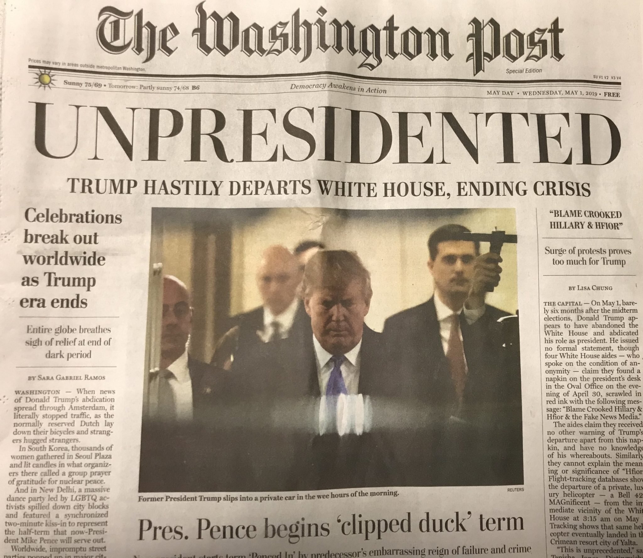 Pranksters Hand Out Washington Post Parody Near White House