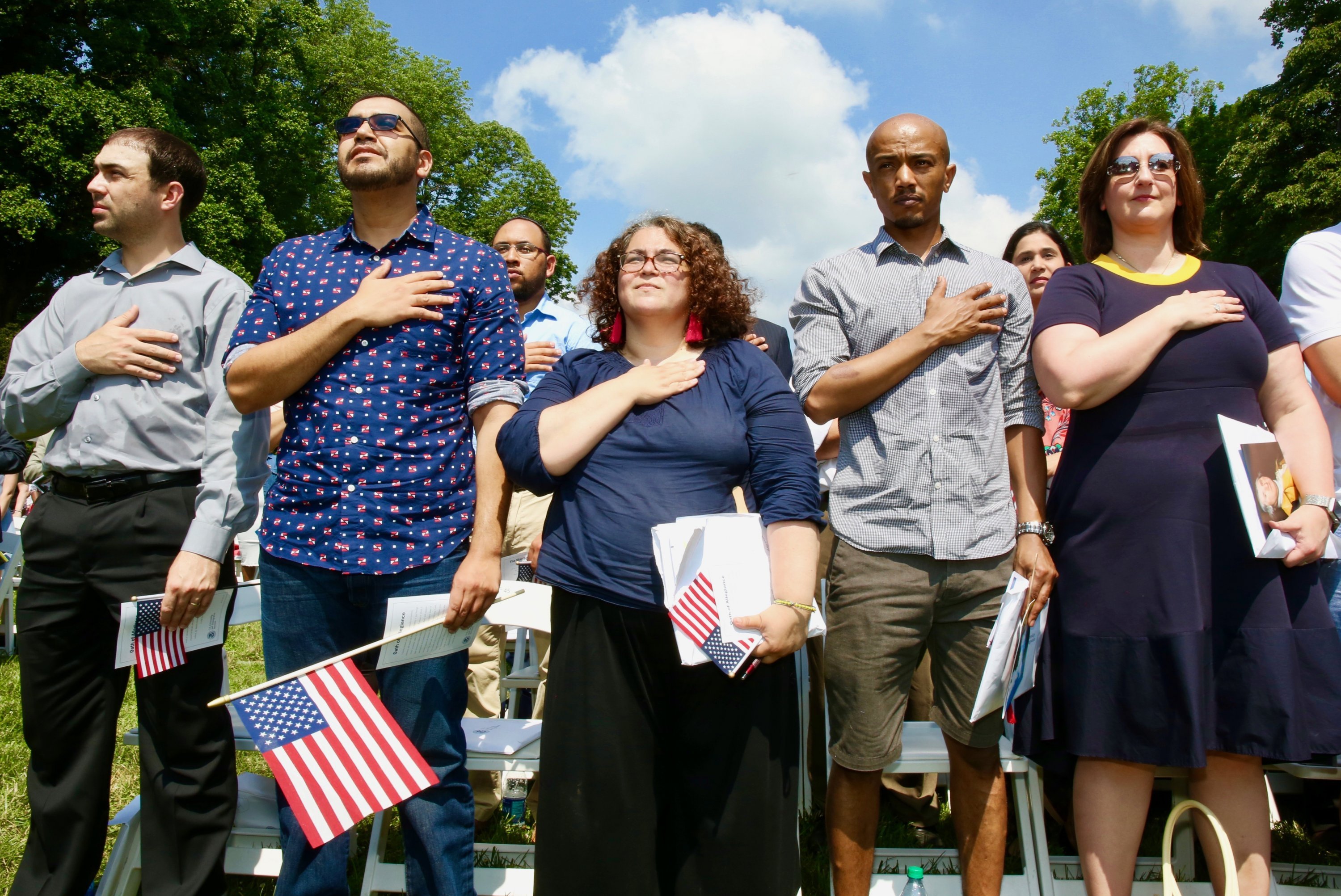 Photographs of Immigrants Becoming U.S. Citizens: Citizenship ceremony at Mt. Vernon.