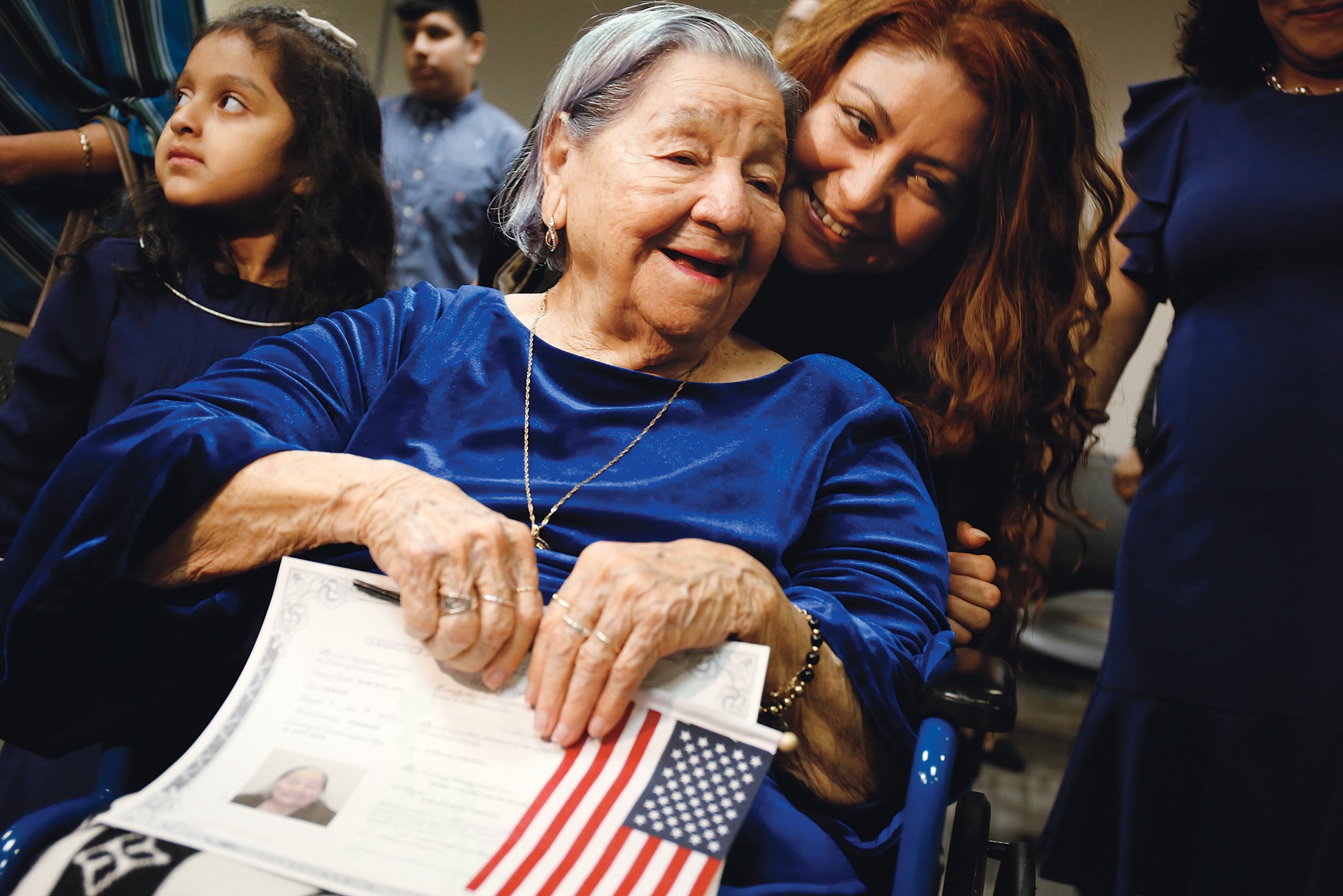 Photographs of Immigrants Becoming U.S. Citizens: US Citizenship and Immigration Services, Washington Field Office, November 6, 2018. Maria Valles de Bonilla took the oath at age 106.