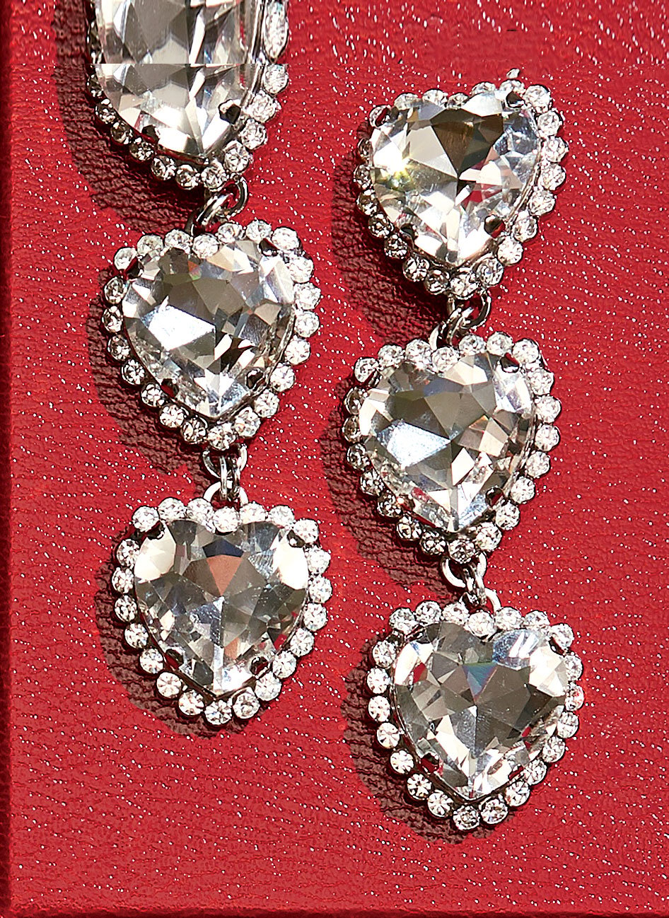 gold plated silver earrings crystal earrings heart earrings valentine's earrings pearl earrings heart earrings