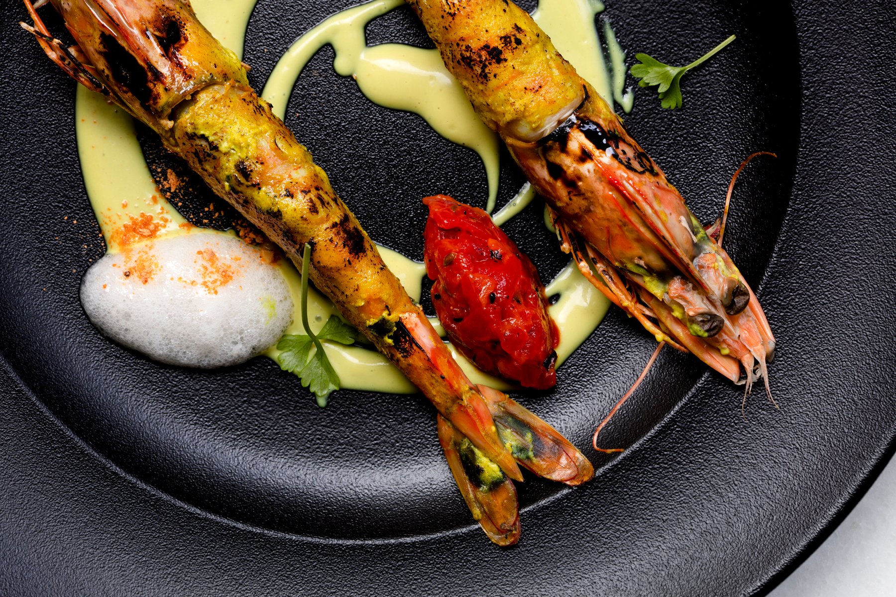 Tiger prawns are cooked in a tandoor. Photograph courtesy of Punjab Grill. 