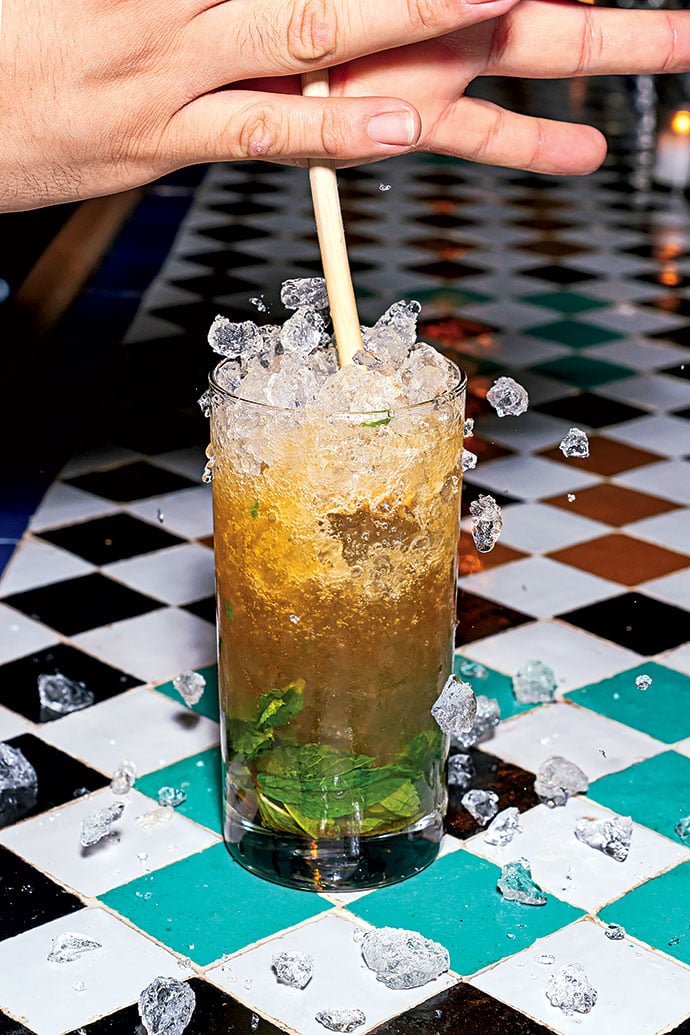 The Queen's Park Swizzle, with rum, lime, mint, and bitters, at the Green Zone in Adams Morgan.