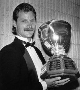 LANGWAY - Washingtonian Washington Capitals defenseman Rod Langway with the Norris trophy he won in 1984. AP Photo/Bill Becker.