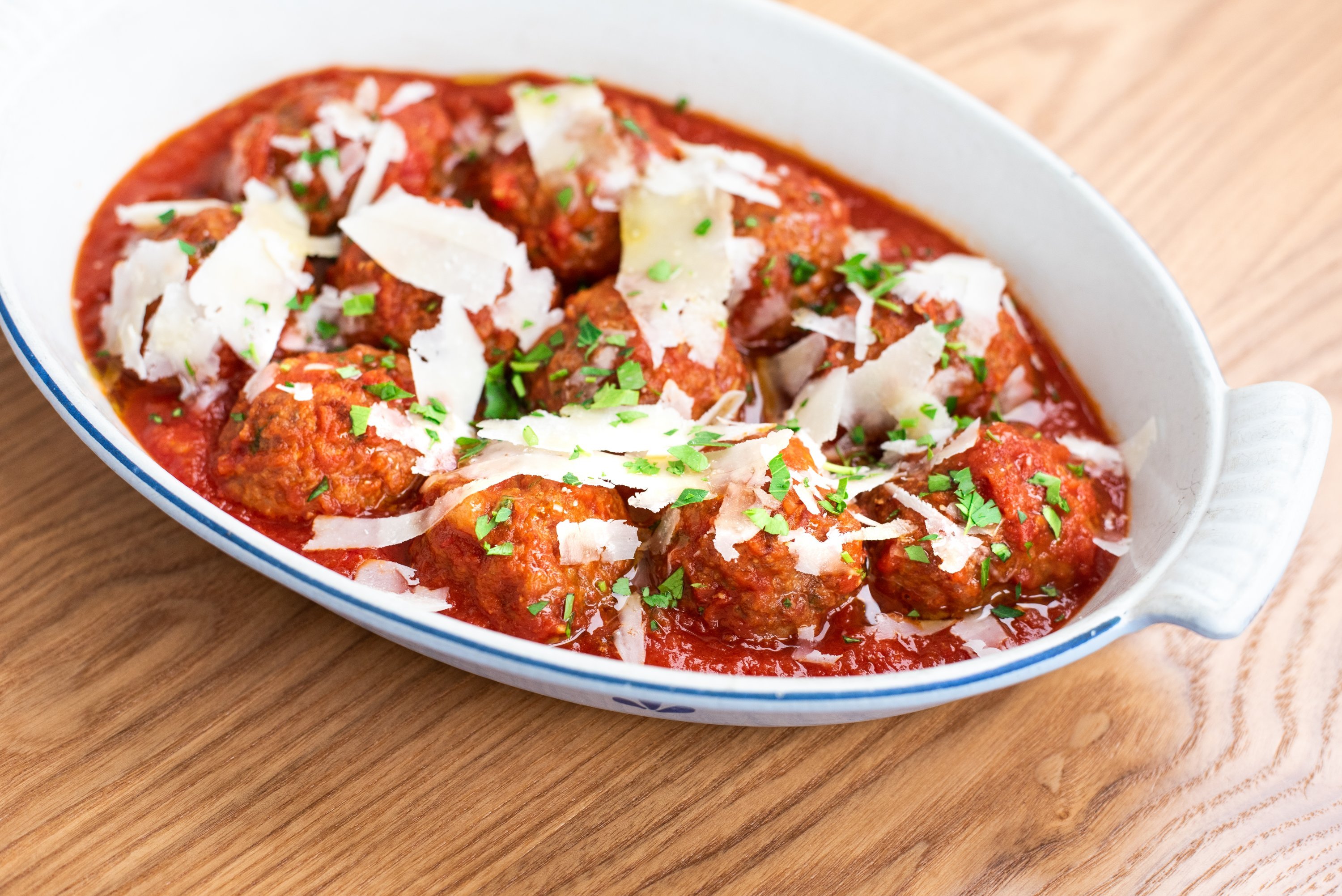The spicy pork meatballs get their heat from cumin, paprika, and chili flakes. Photograph by Kelli Scott.