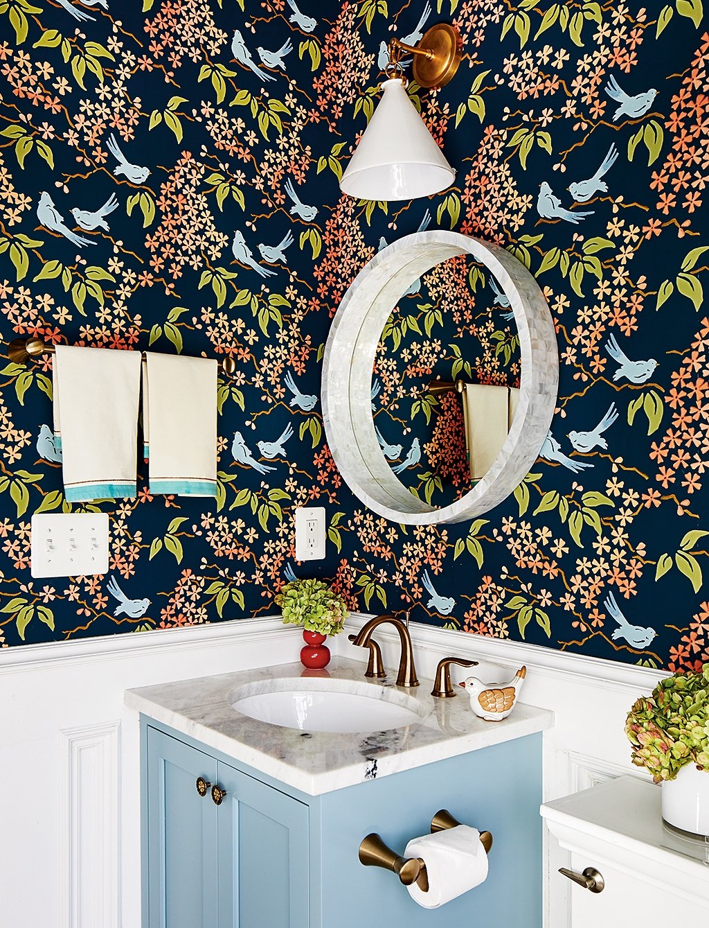 “Birds” by Galbraith & Paul. Designer: Pamela Harvey for clients in Arlington. Photograph by Stacy Zarin Goldberg. 