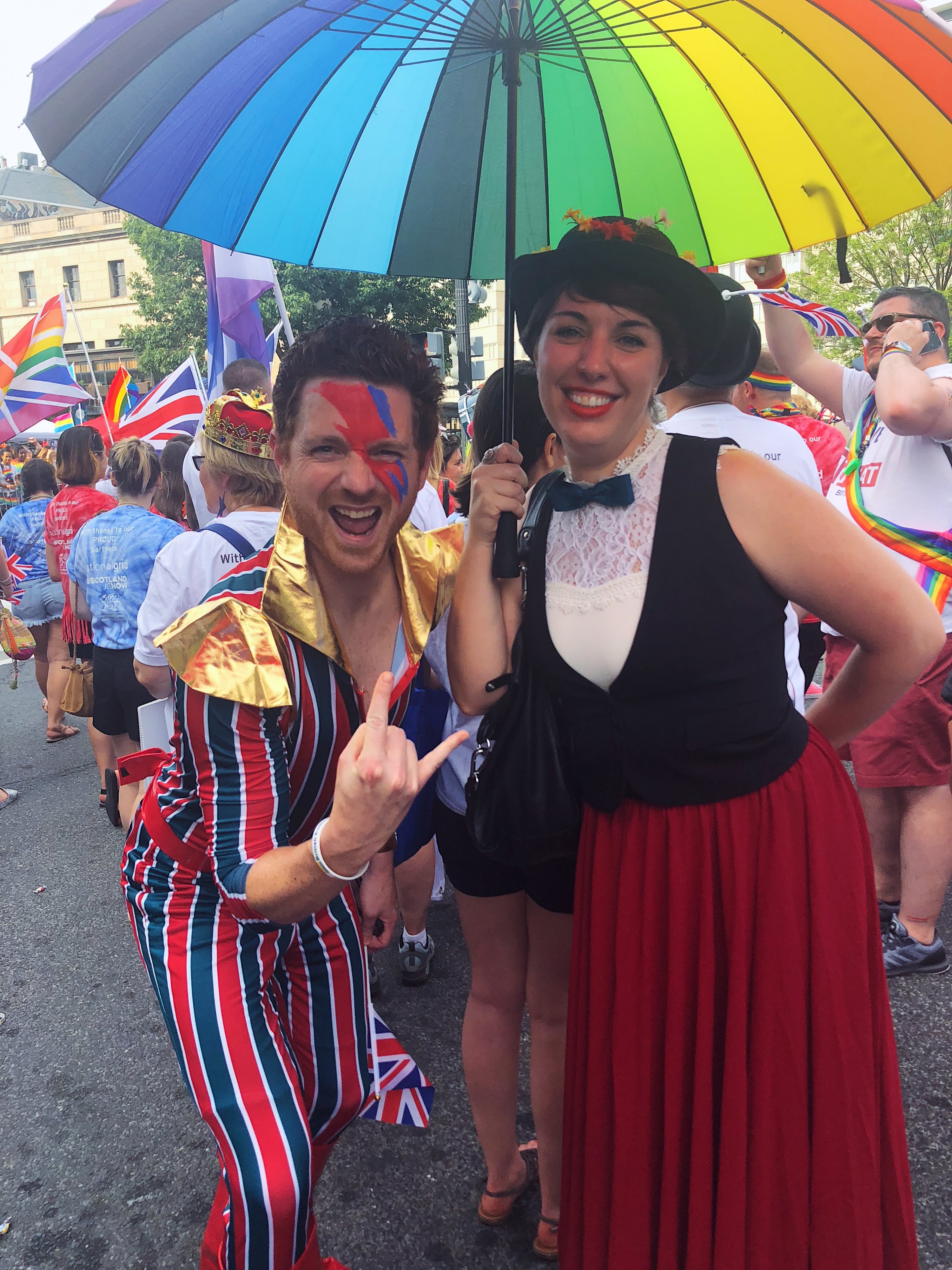 C488834E-CCAD-402E-B188-67ED63FEFDB6 - Washingtonian David Bowie and Mary Poppins underneath a rainbow umbrella. Photograph by Daniella Byck.