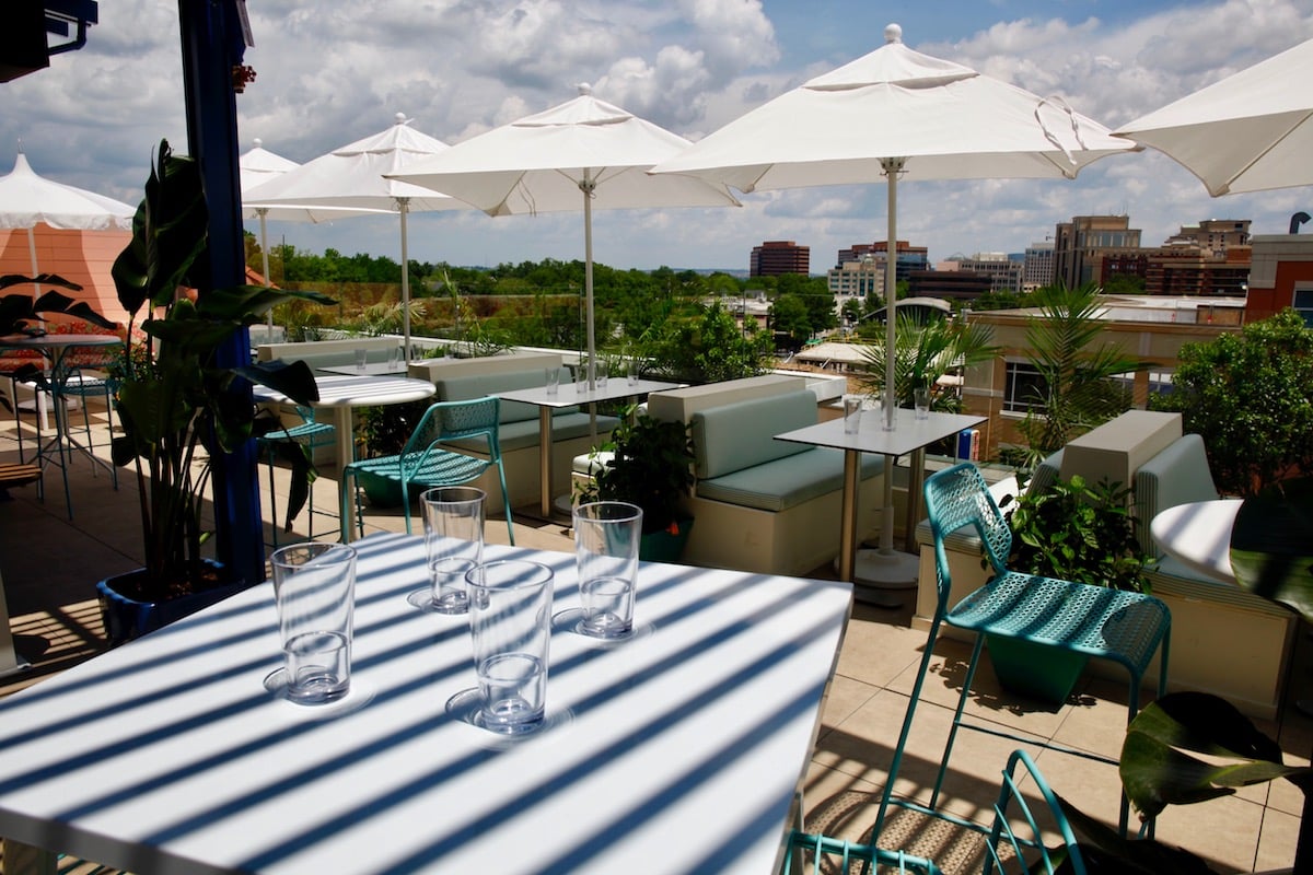 Buena Vida Social Club rooftop bar restaurant Clarendon outdoor rooftop dining drinking.