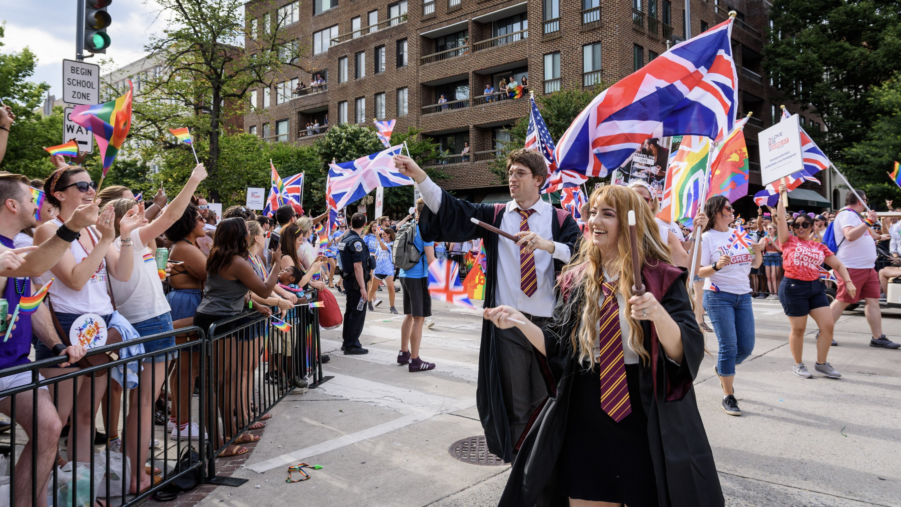 Pride Parade 2019-58 (1) - Washingtonian Harry Potter and Hermoine cast a spell on the Capital Pride crowd. Photo by Scott Marder.