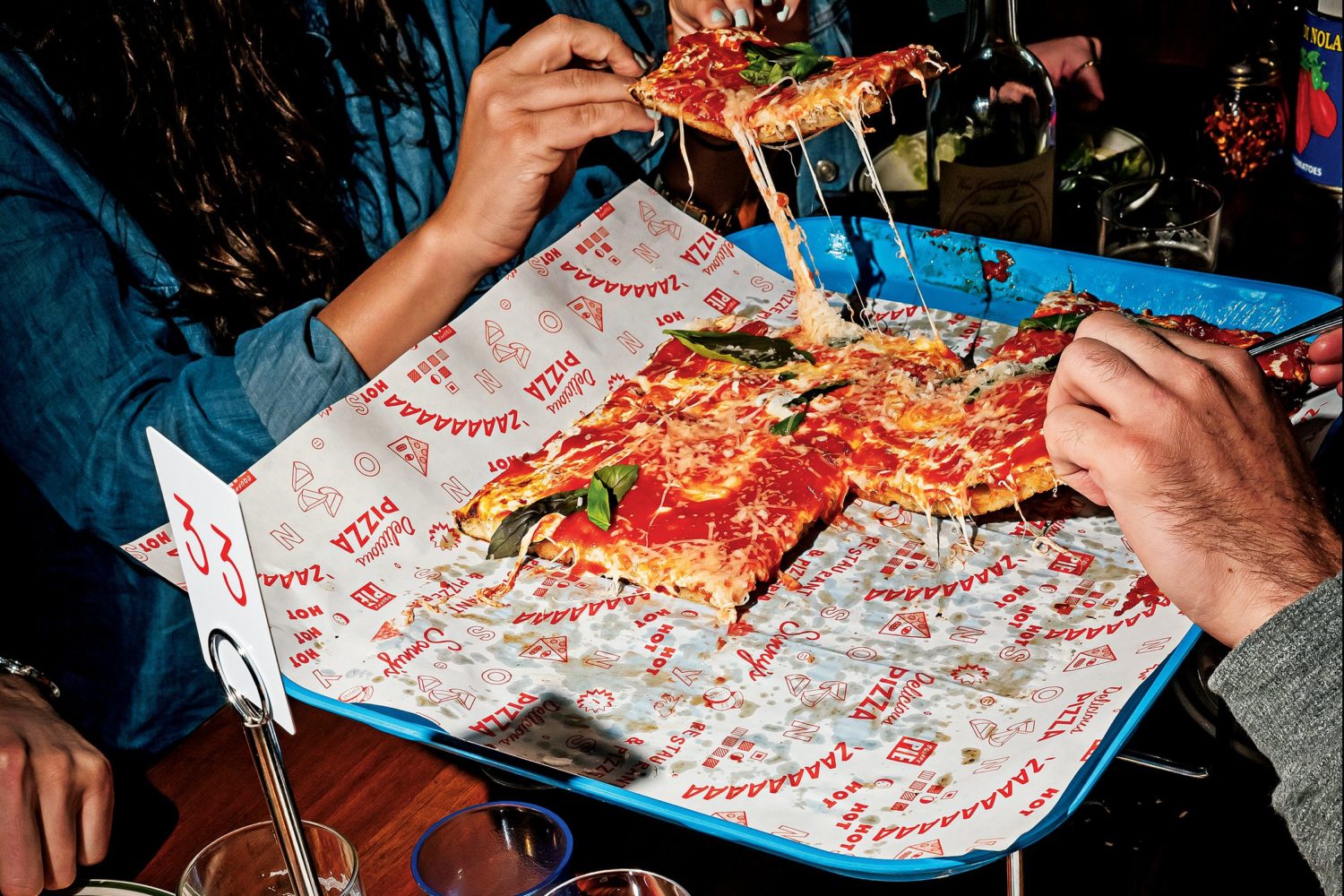 Sonny's cheese pizza with fresh basil. Photograph by Scott Suchman.