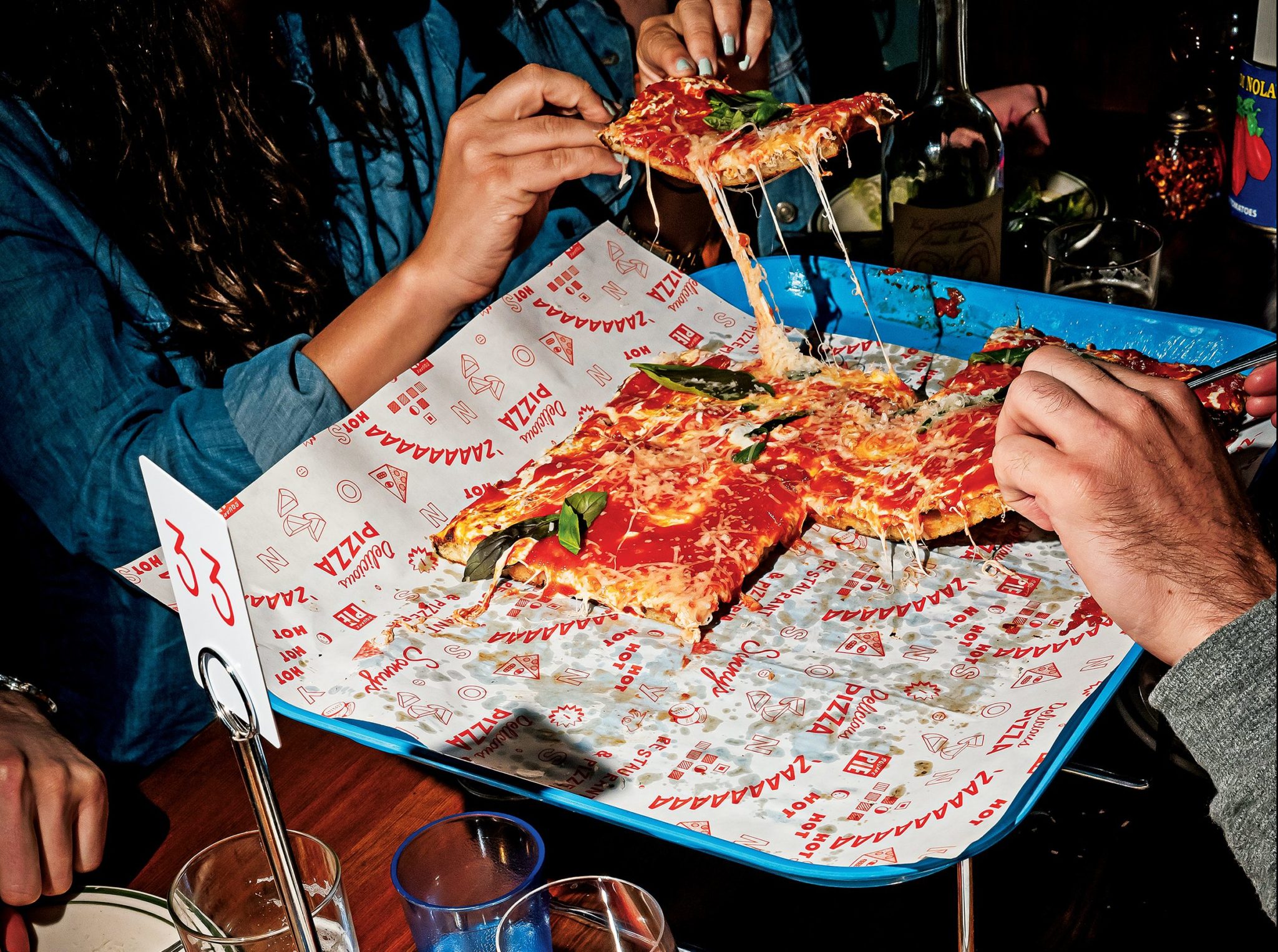 Sonny's cheese pizza with fresh basil. Photograph by Scott Suchman.