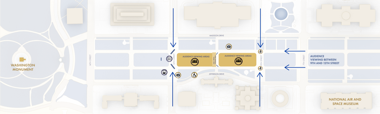 Head to an audience viewing area to watch the show on the east side of the monument. Image courtesy of the National Air and Space Museum.