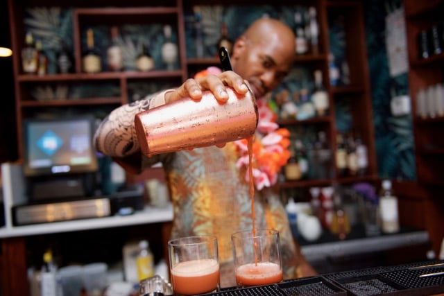 Saab bartending1 - Washingtonian The party goes late at Tiki on 14th. Photograph by Surpass Visuals LLC