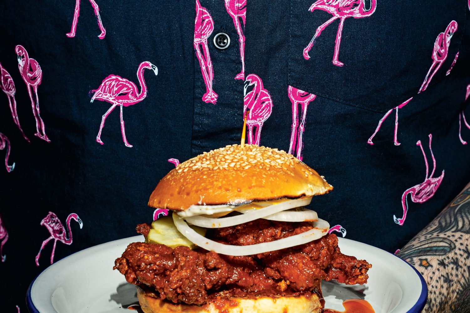 Fried chicken sandwich at Lucky Buns. Photograph by Scott Suchman.