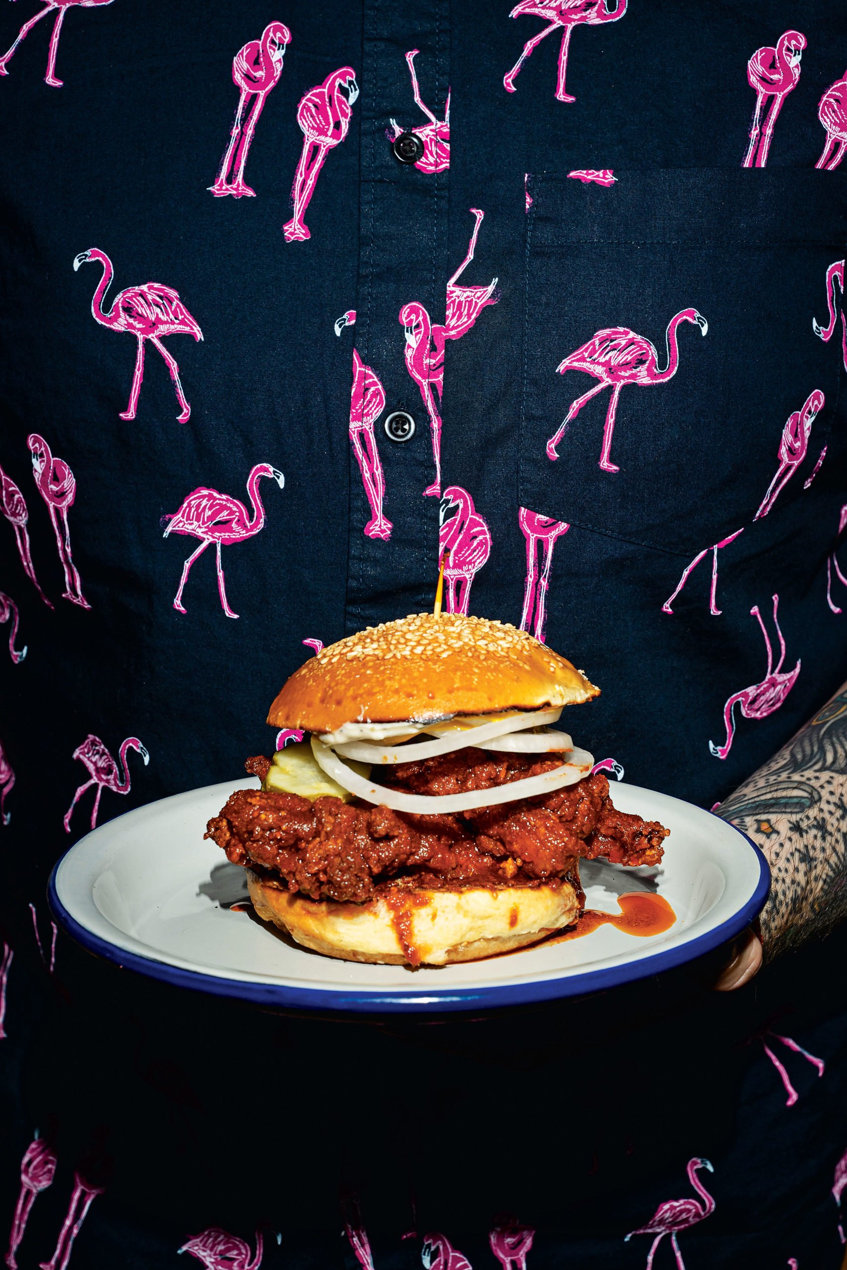 Fried chicken sandwich at Lucky Buns. Photograph by Scott Suchman.