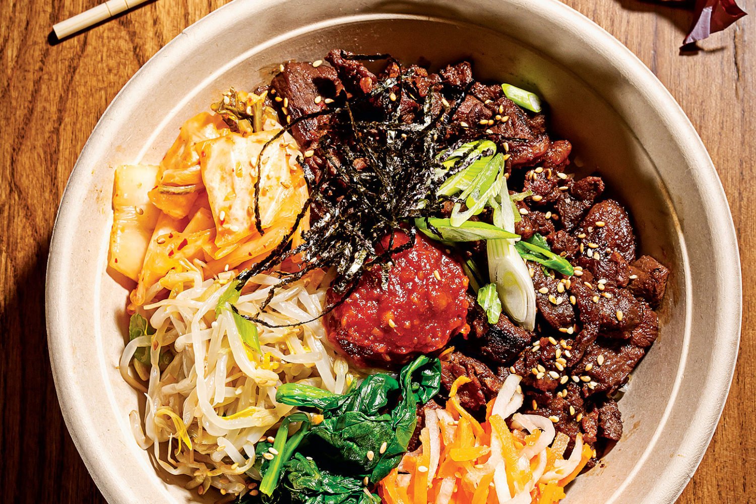Korean barbecue beef bowl at Rice Crook.