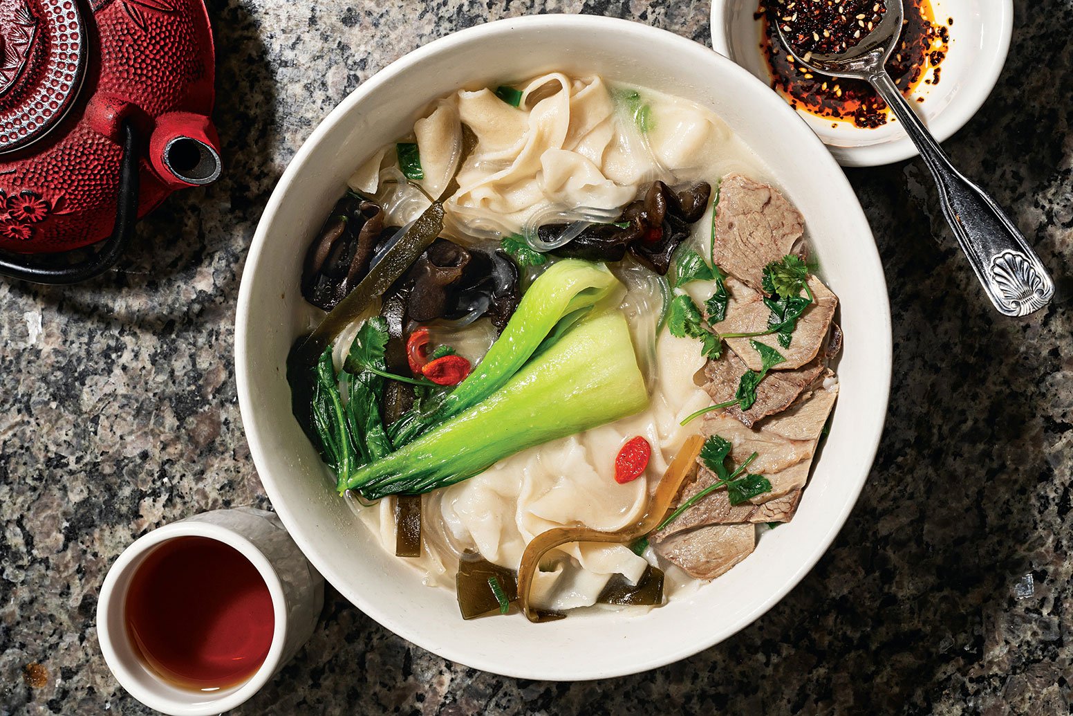 Henan-style hand pulled noodles with lamb at Uncle Liu's. Photograph by Scott Suchman