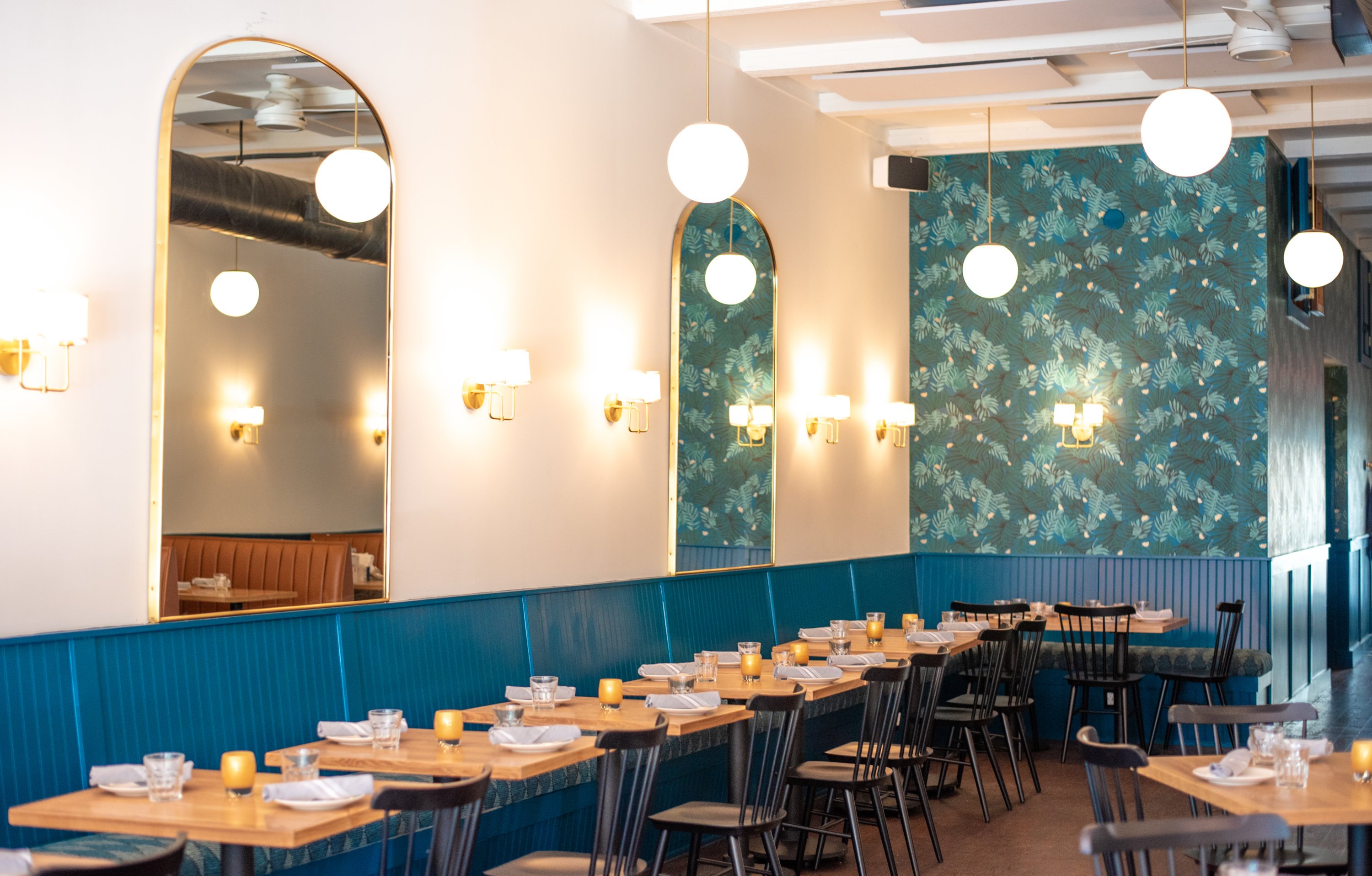 diningroom - Washingtonian Touches of teal are inspired by L'Artusi. Photograph courtesy of Thompson Italian.