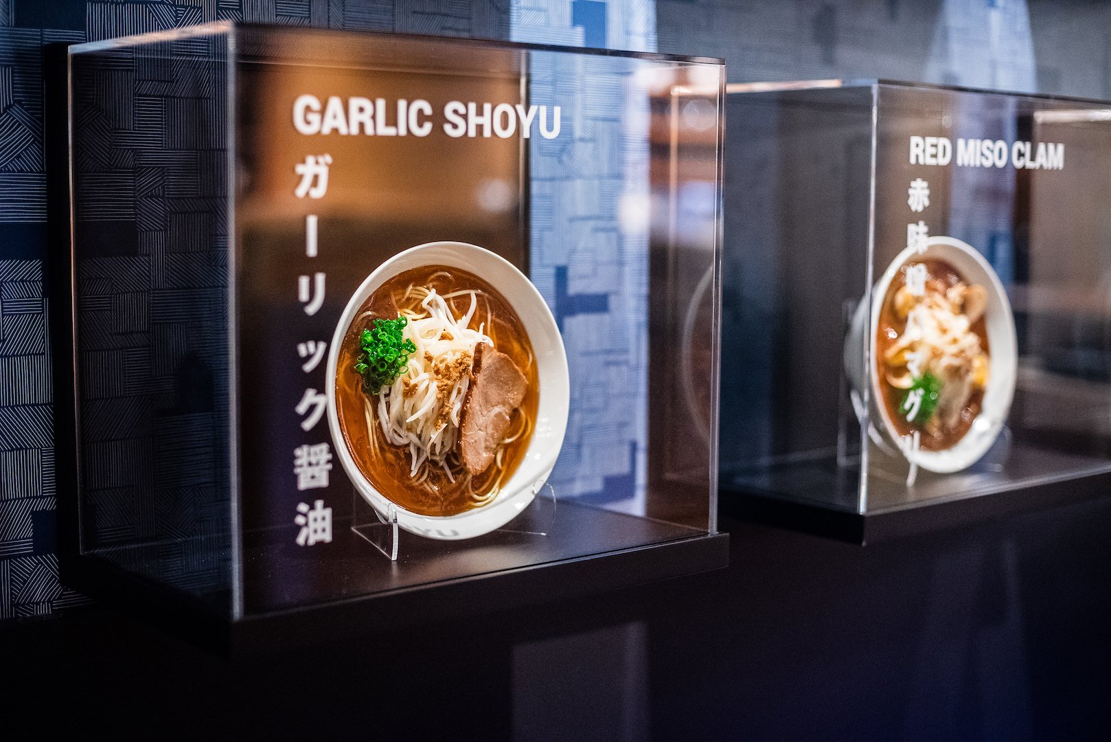 Life size models of each ramen were created in Japan. Photo by Rey Lopez. 