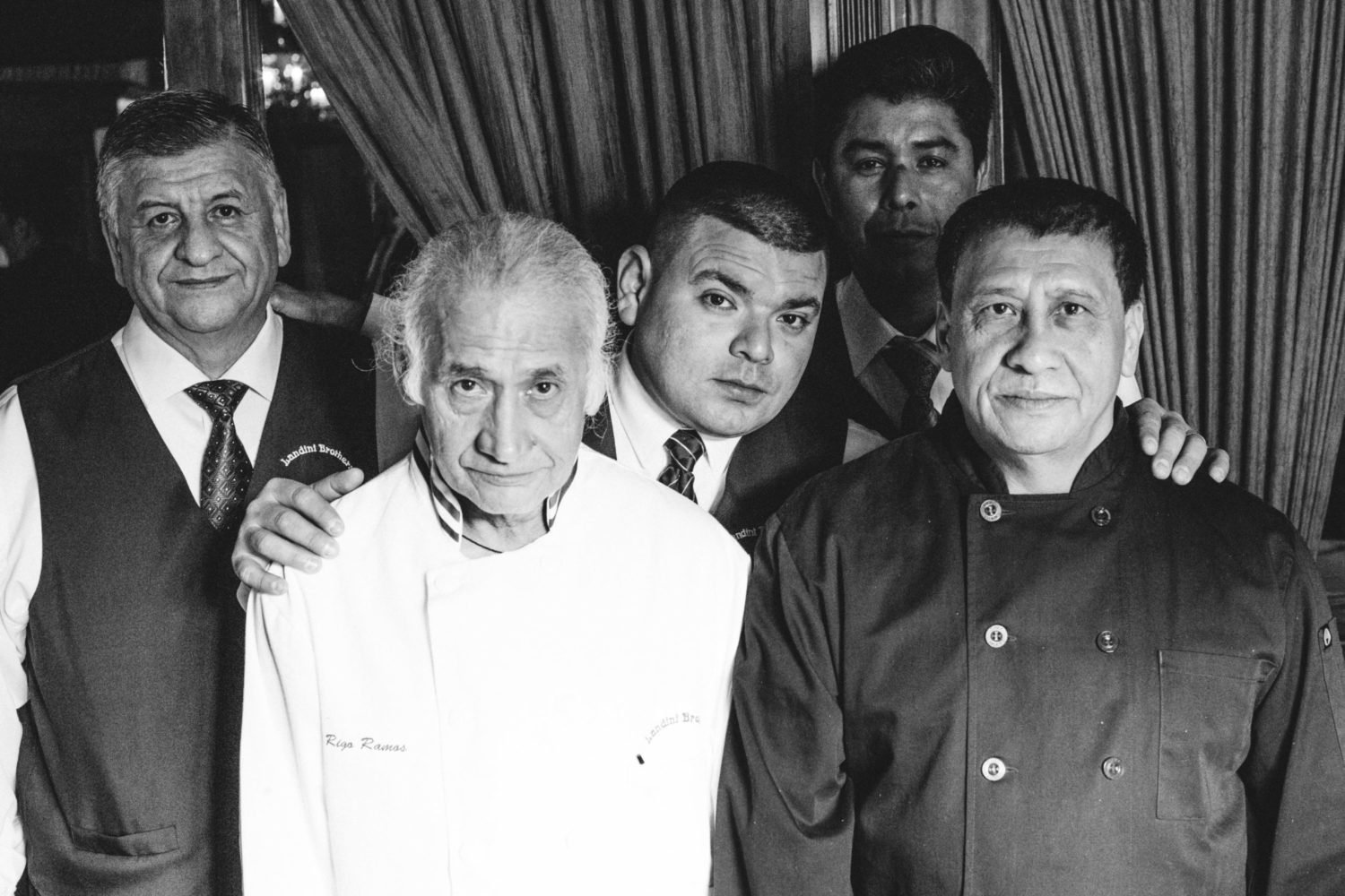 Chef Rigoberto Ramos, pictured with Landini Brothers staff, is celebrating 40 years with the 40 year old restaurant. Photo by Maya Oren/MOJALVO.