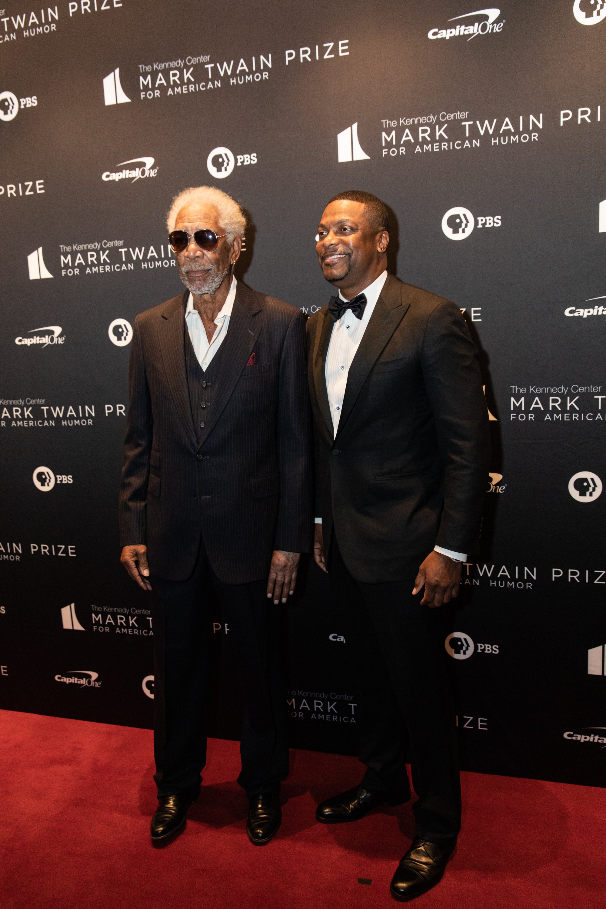 Morgan Freeman and Chris Tucker_Mark Twain Prize 2019_photo by Tracey Salazar - Washingtonian