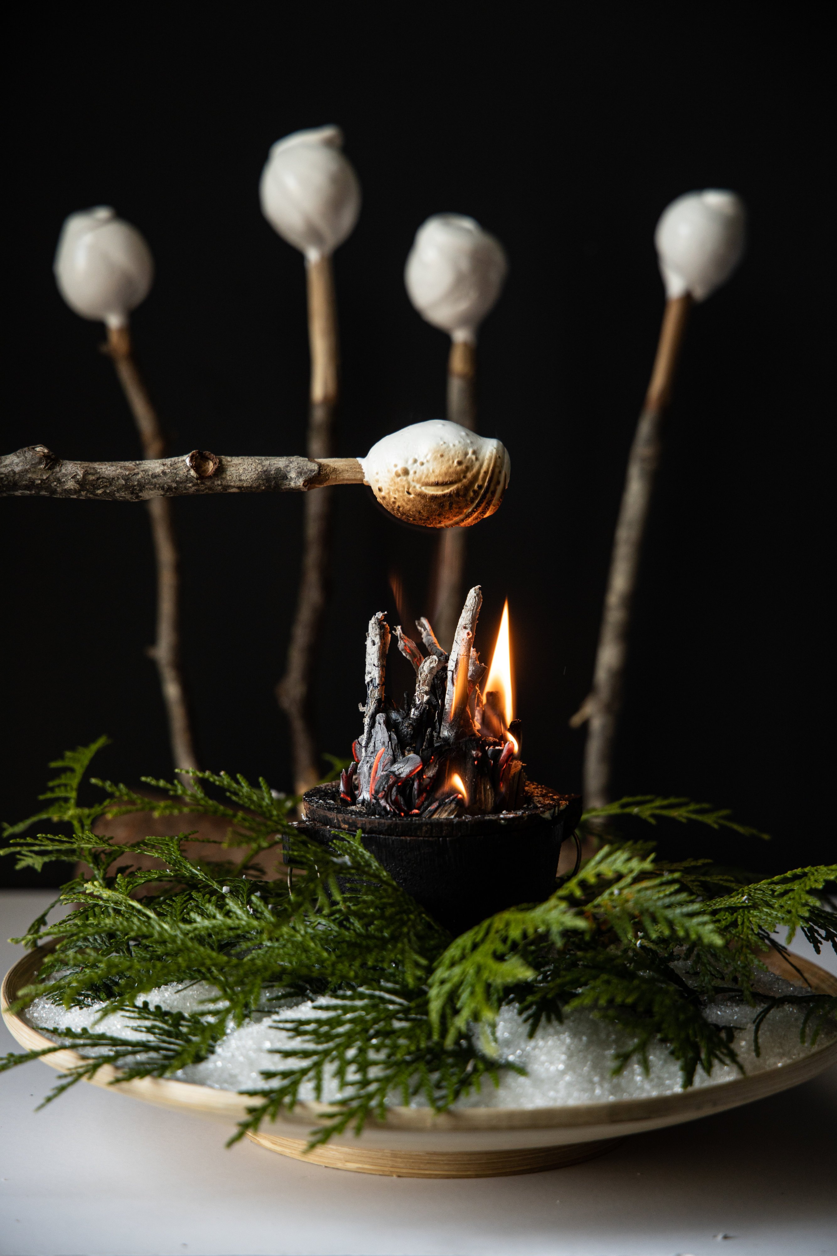 Guests can roast vanilla marshmallows over a flame at their table. Photo by Jennifer Chase.
