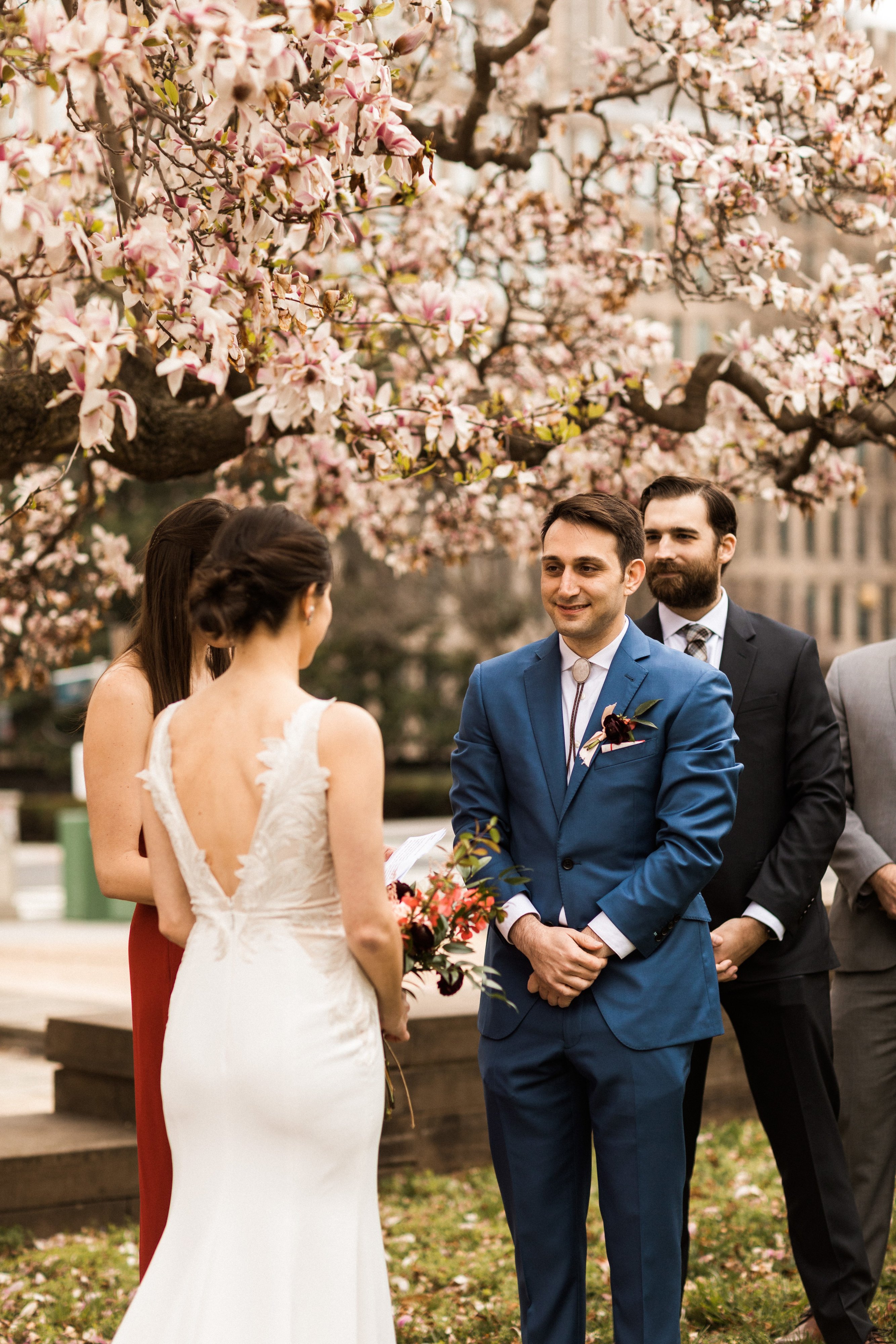 Caroline Wood and Chris Proto's elopement in Rawlins Park, Washington, DC March 21, 2020. Following recommendations from the CDC regarding social distancing to prevent the spread of COVID-19, Caroline and Chris made the difficult decision to postpone their