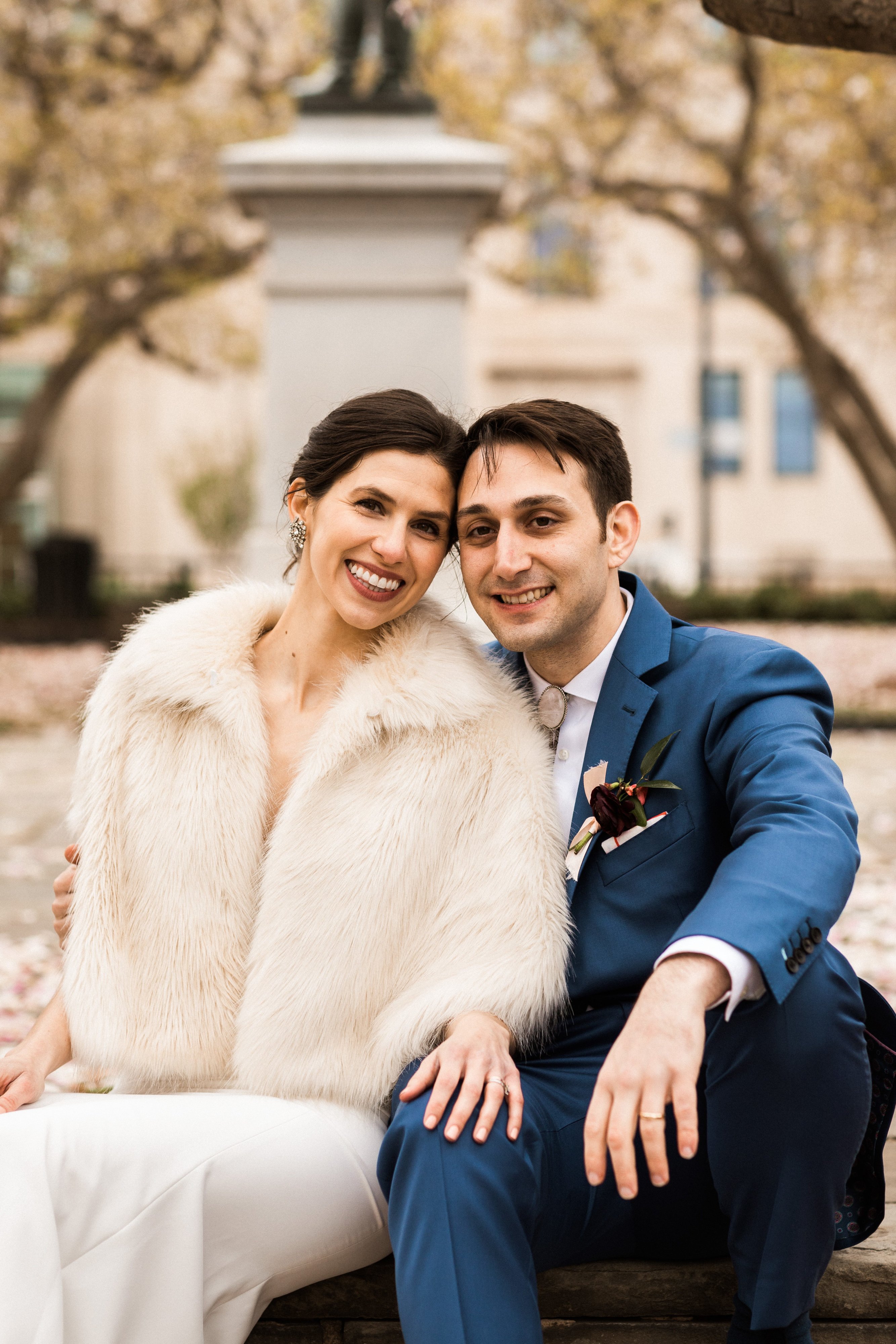 Caroline Wood and Chris Proto's elopement in Rawlins Park, Washington, DC March 21, 2020. Following recommendations from the CDC regarding social distancing to prevent the spread of COVID-19, Caroline and Chris made the difficult decision to postpone their
