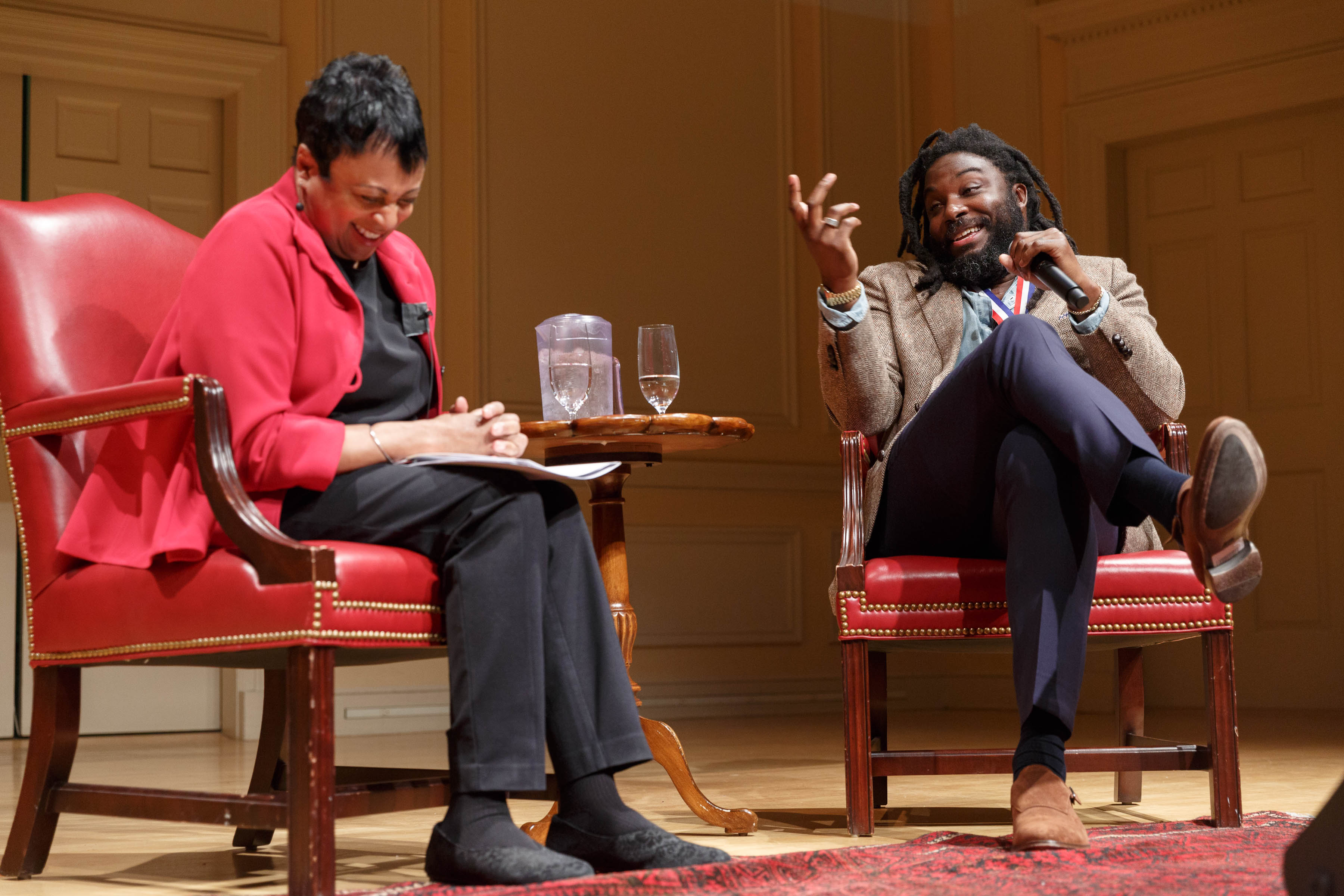 jason-reynolds-carla-hayden - Washingtonian Reynolds—here with Librarian of Congress Carla Hayden—is set to begin touring the US as the library's National Ambassador for Young People's Literature.