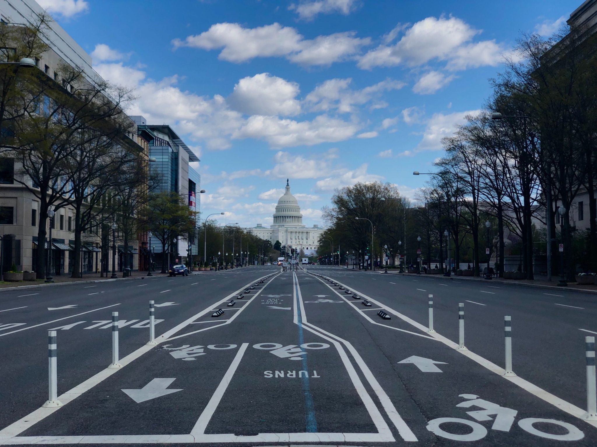 A deserted street in Washington, DC. Photo by Evy Mages.