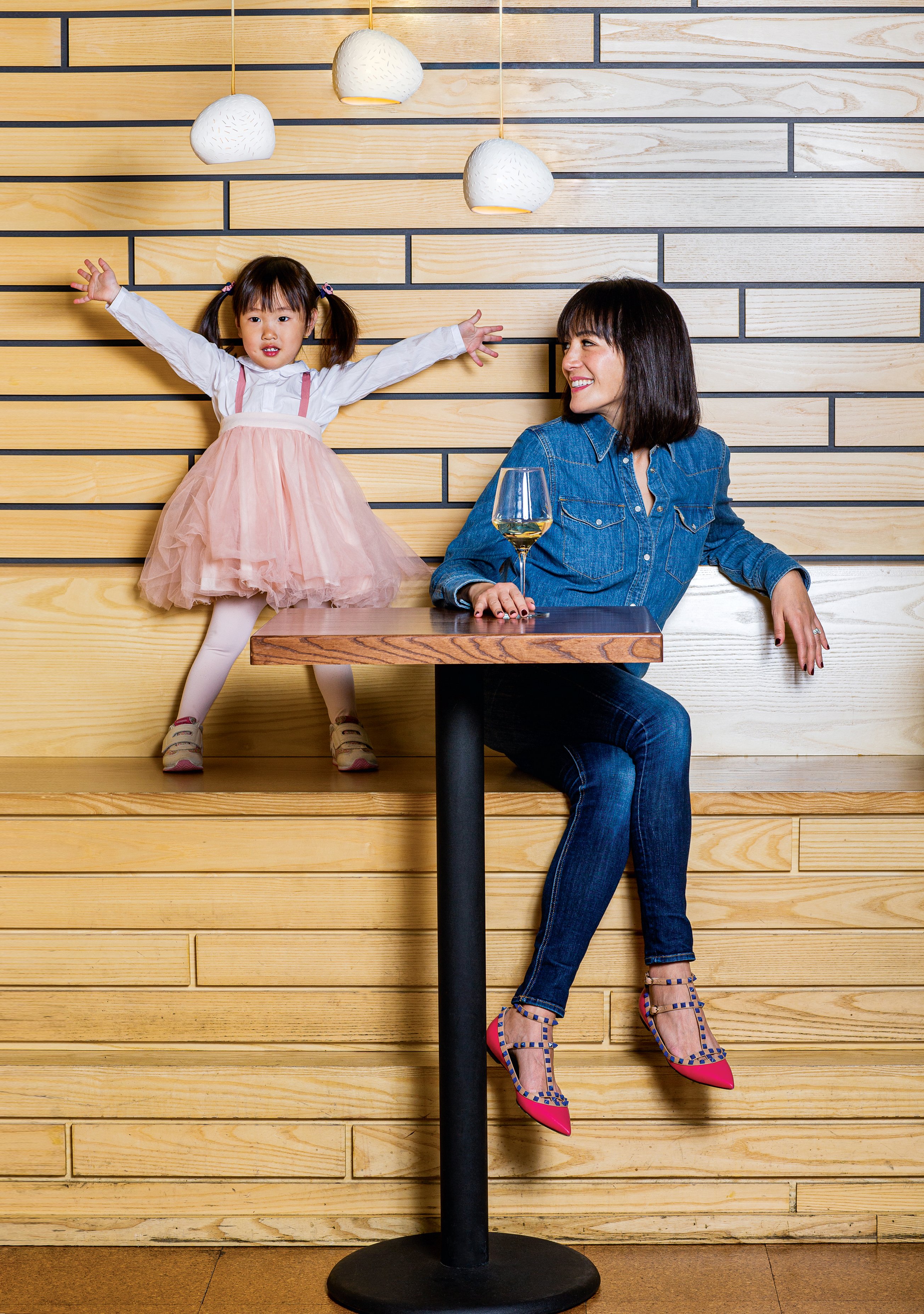 Flight Wine Bar was funded in large part by Patty Sung and her husband. The family is a fixture there, three-year-old daughter included. Photographed at Flight Wine Bar.